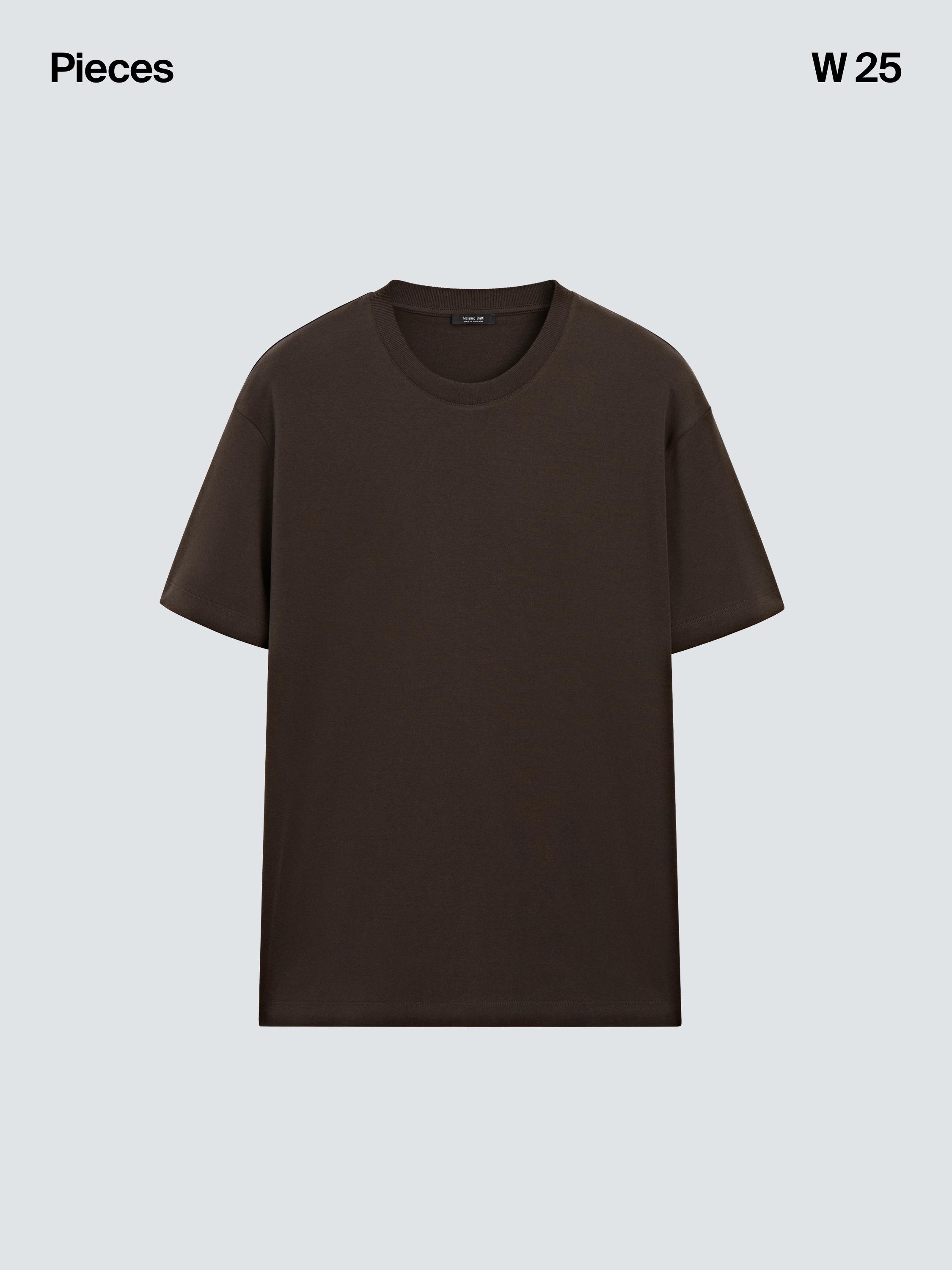 Short sleeve cotton and silk T-shirt — CHARCOAL GREY