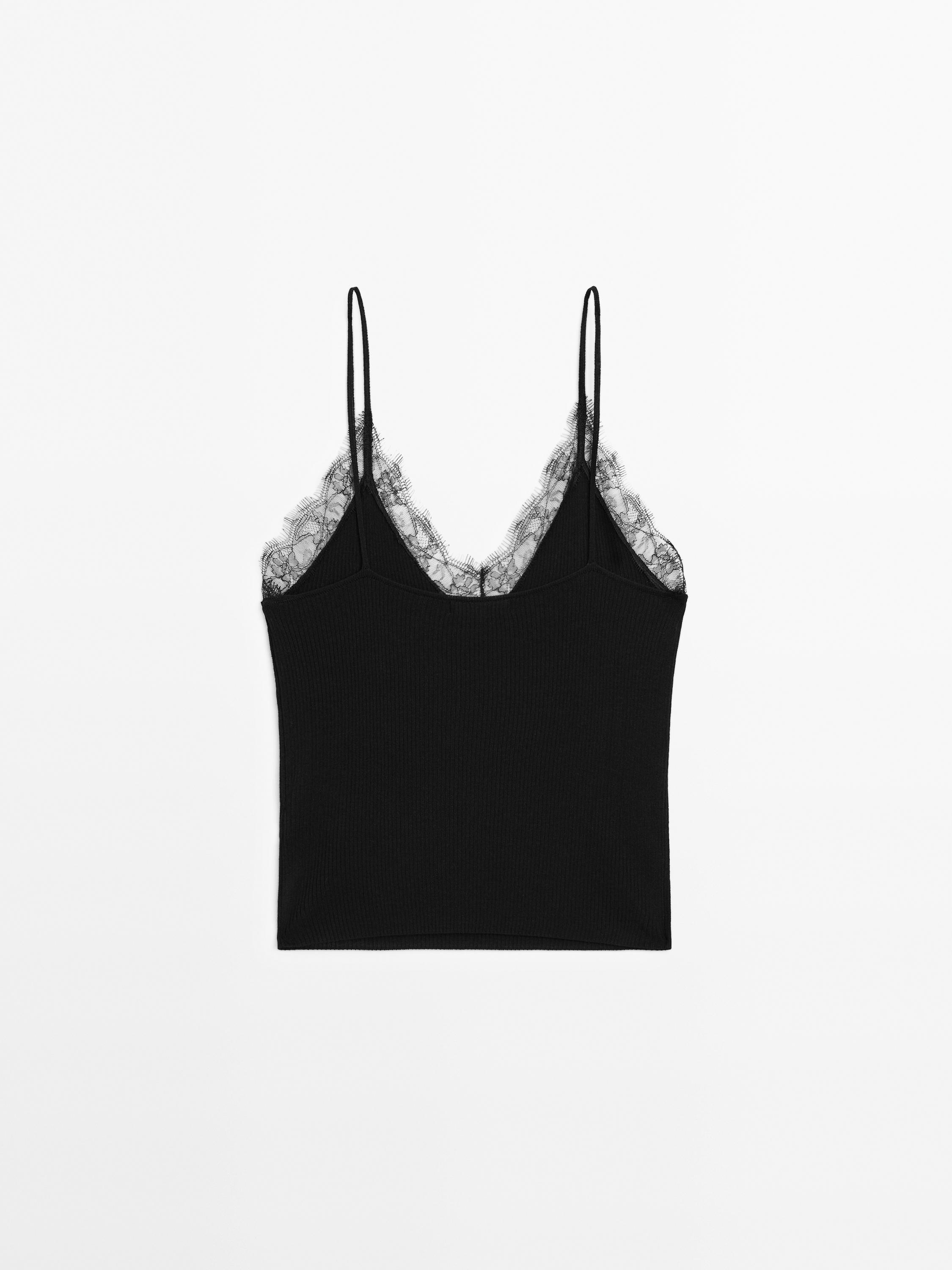 Lace-trimmed camisole top