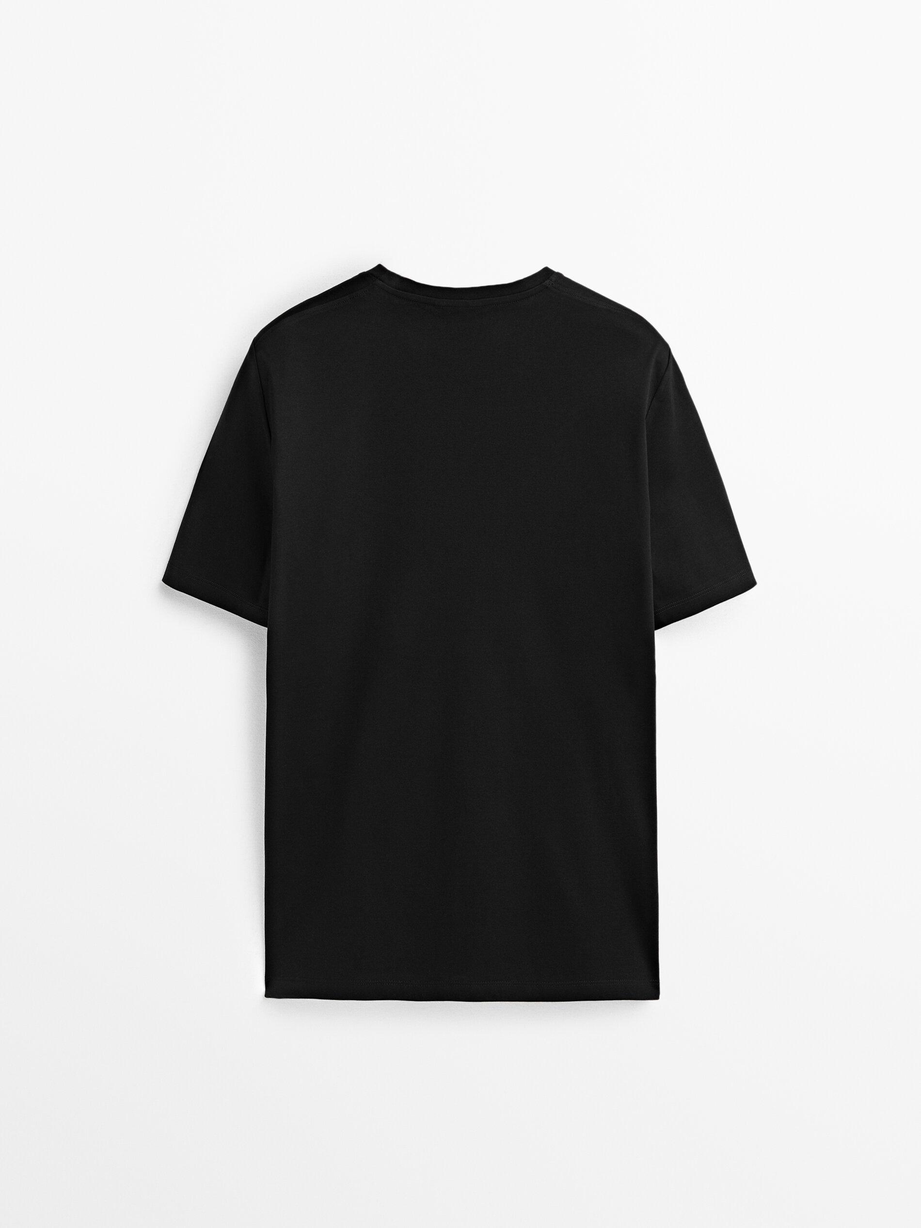 100% mercerised cotton T-shirt — BLACK