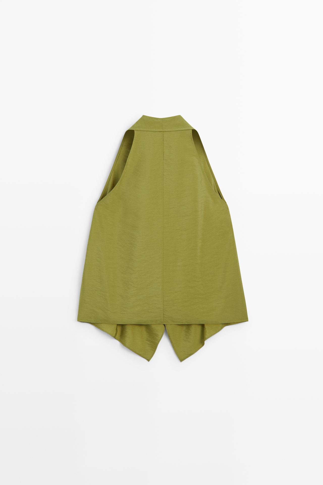 Flowing surplice halter top — Green