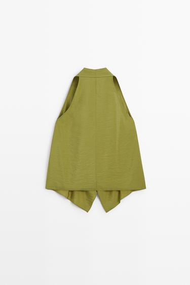Flowing surplice halter top — Green 6