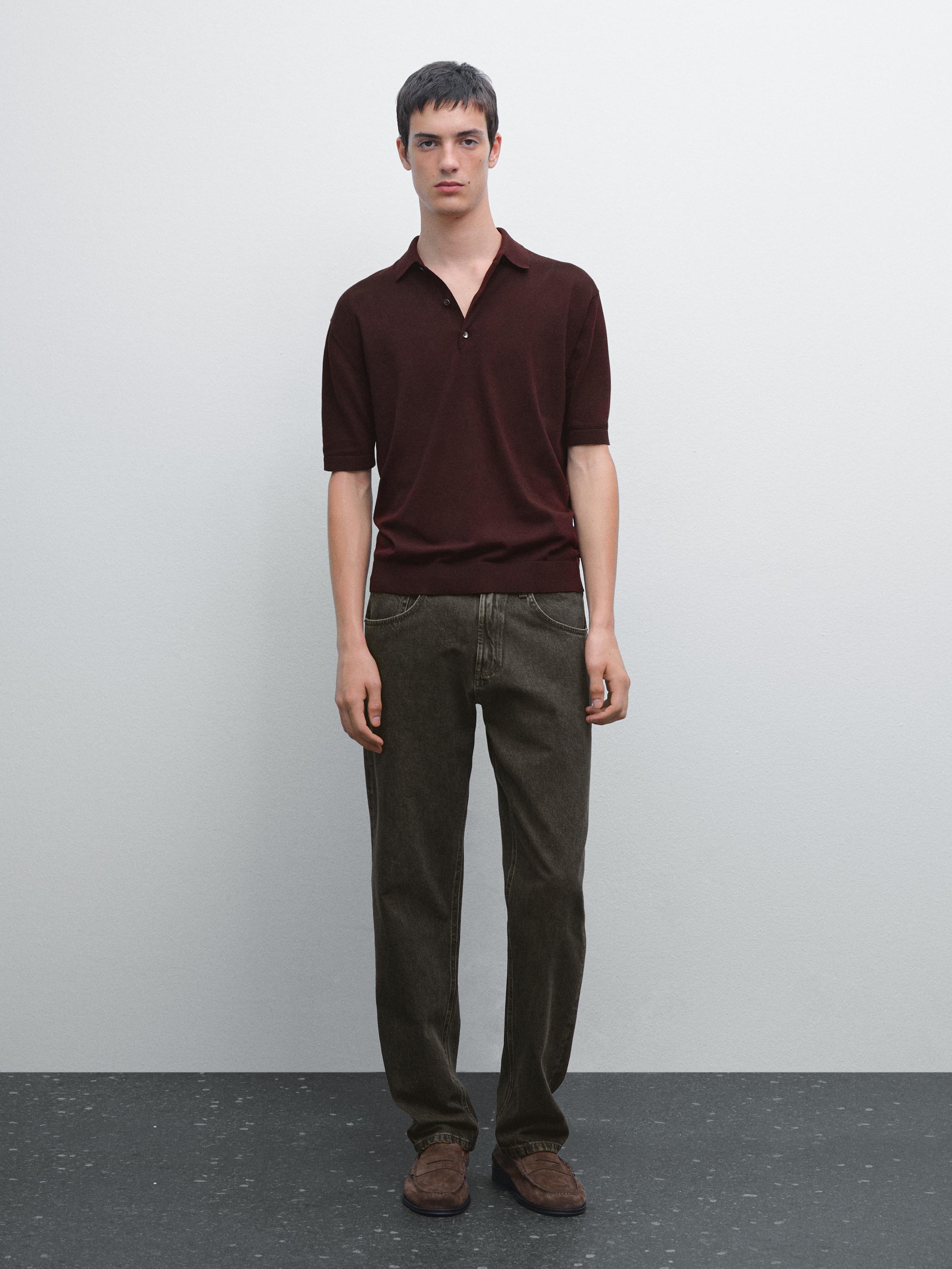 Strick-Poloshirt mit kurzen Ärmeln