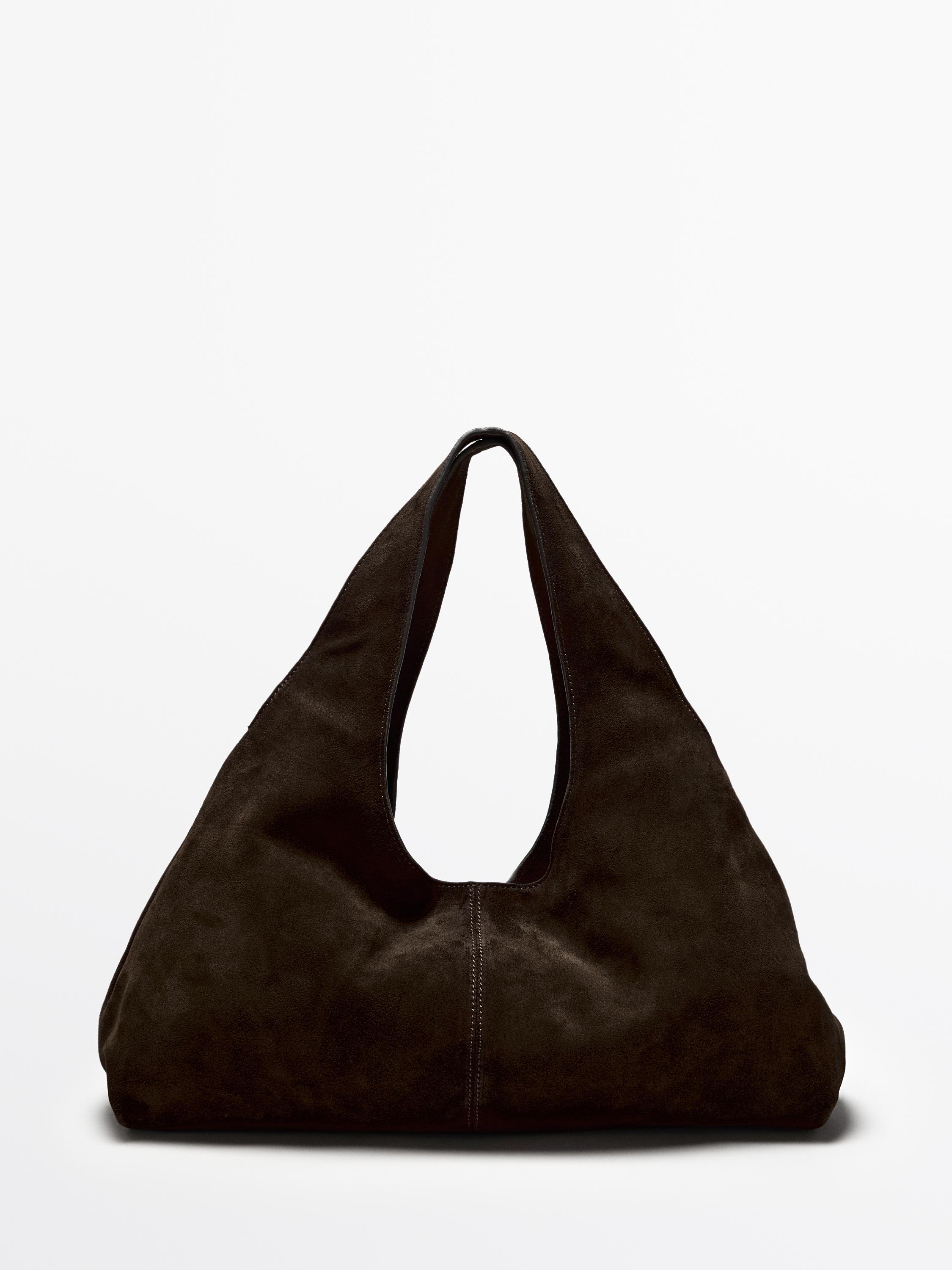 Medium split leather lady bag — BROWN