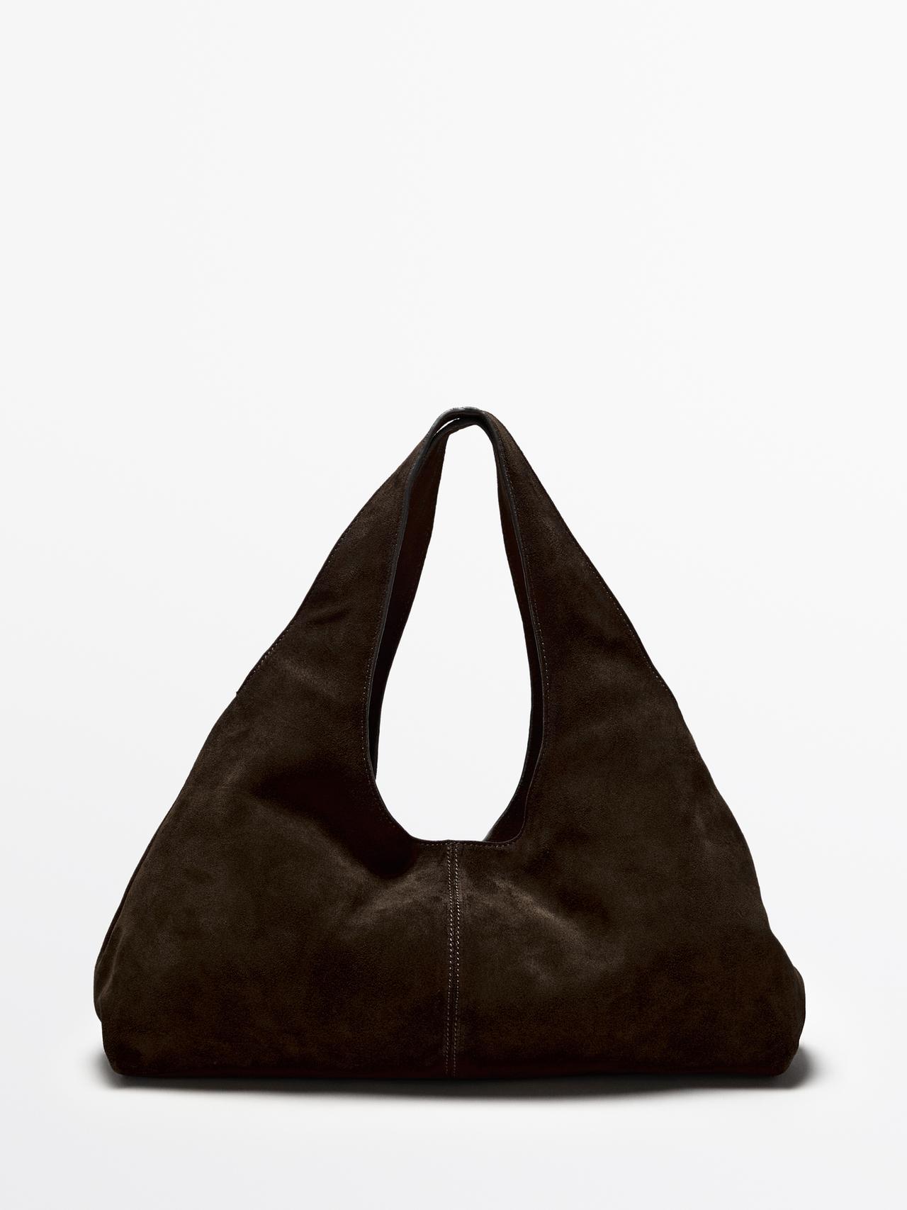 Medium split leather lady bag — BROWN