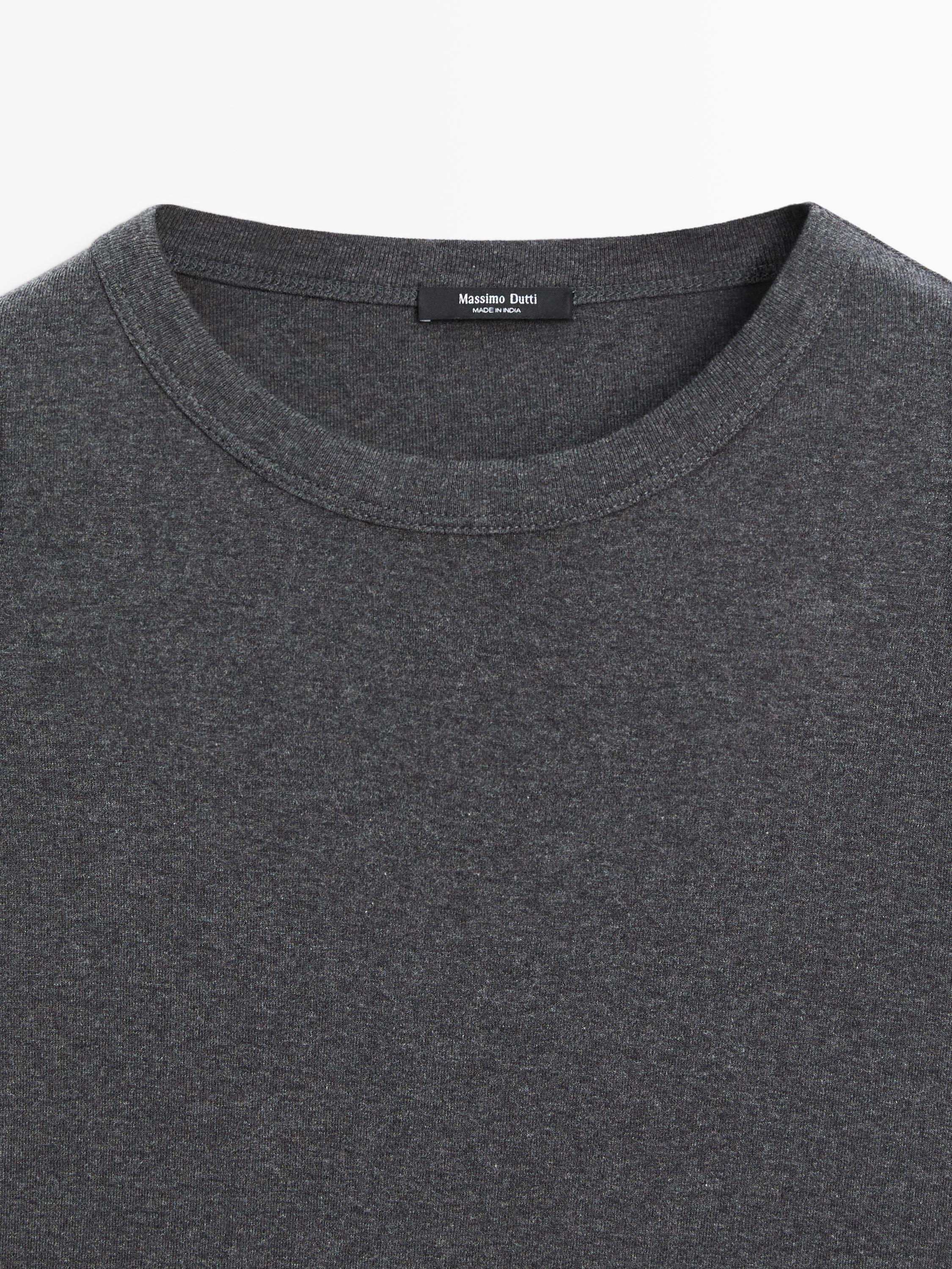 Ribbed long sleeve melange T-shirt — ANTHRACITE GREY