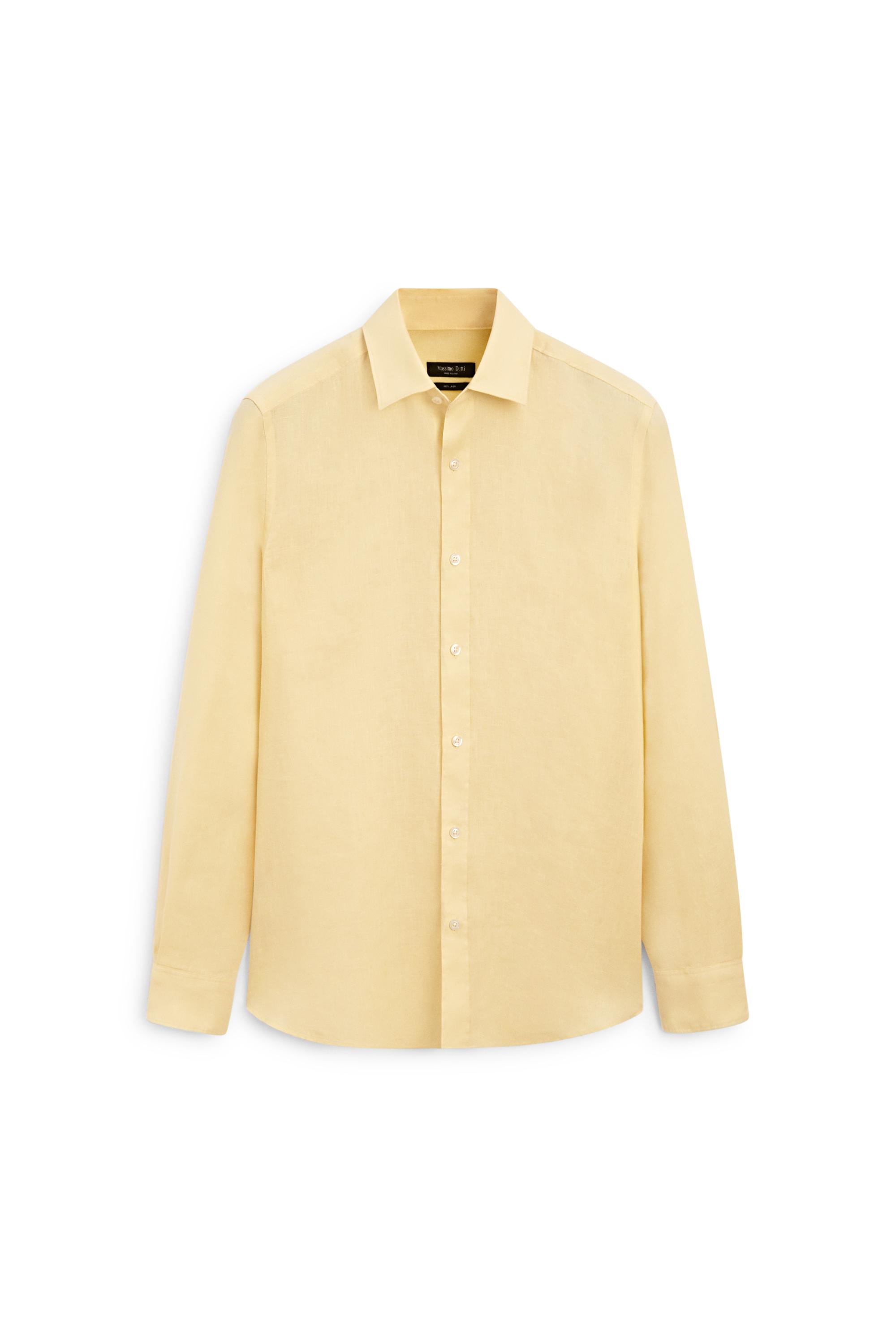 100% linen slim fit shirt — YELLOW