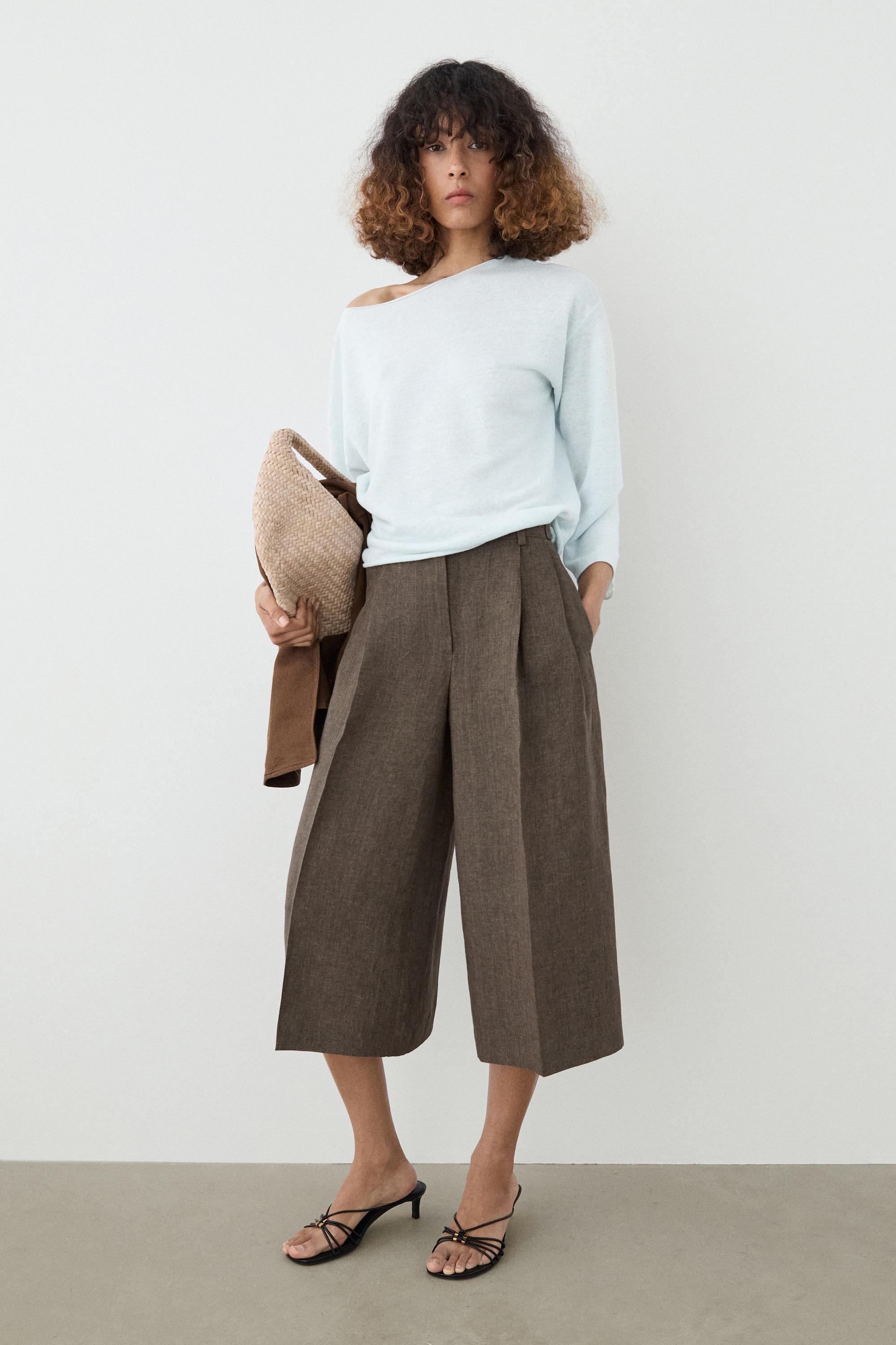 Strickpullover aus 100 % Leinen mit Bateau-Ausschnitt