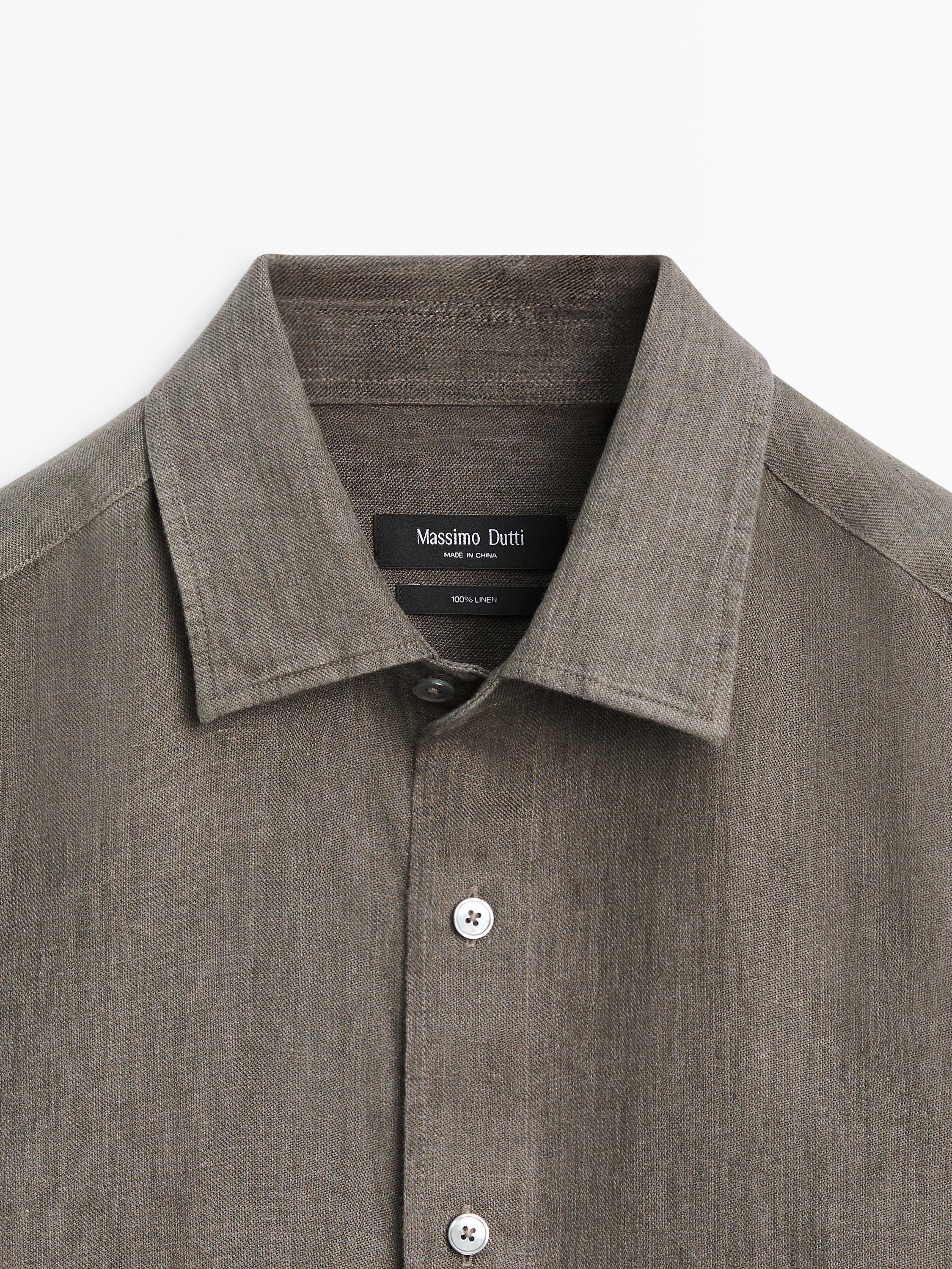 100% linen regular fit shirt — GREEN