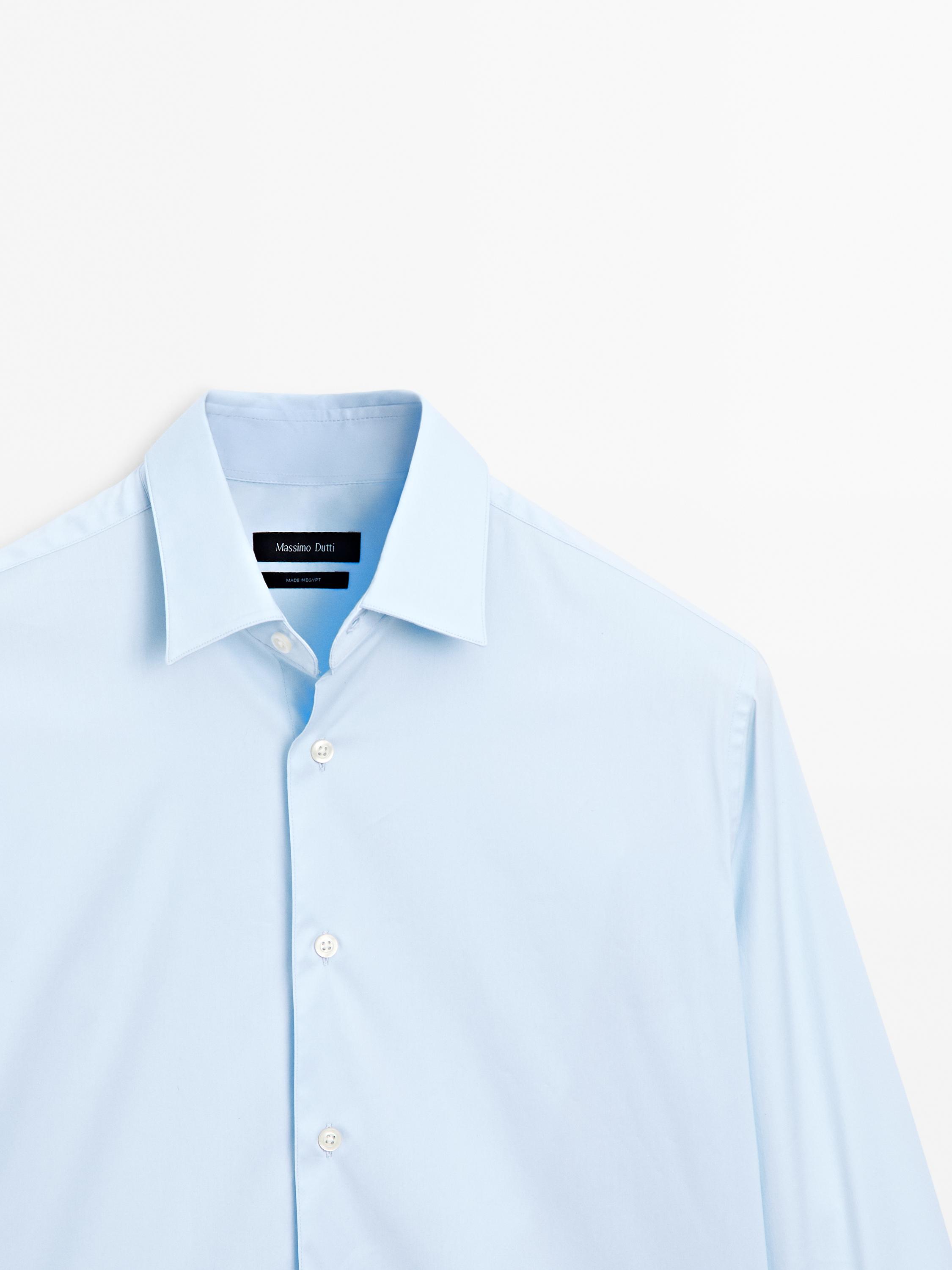 Slim fit stretch cotton blend shirt