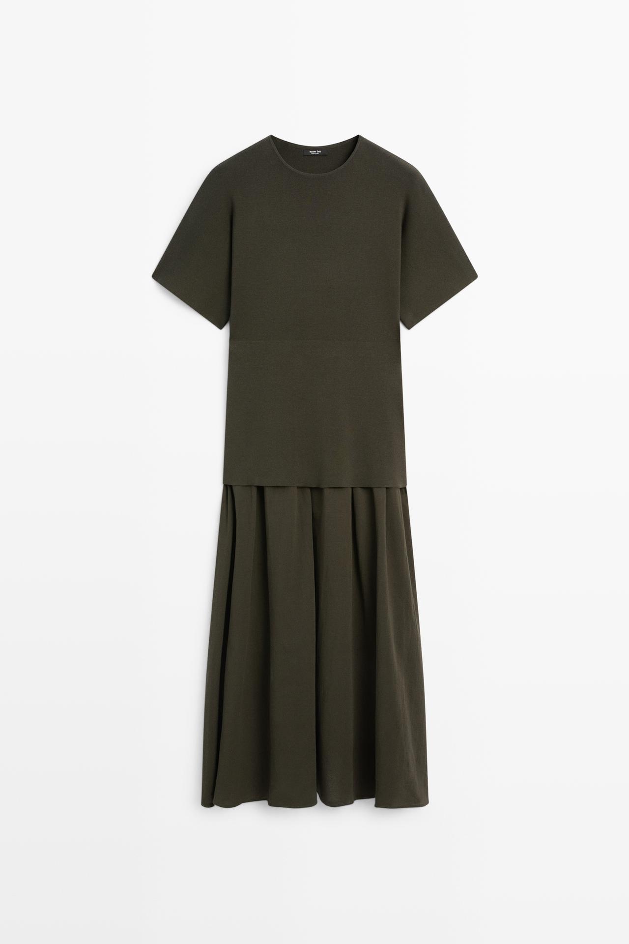 Combined midi dress — GREEN