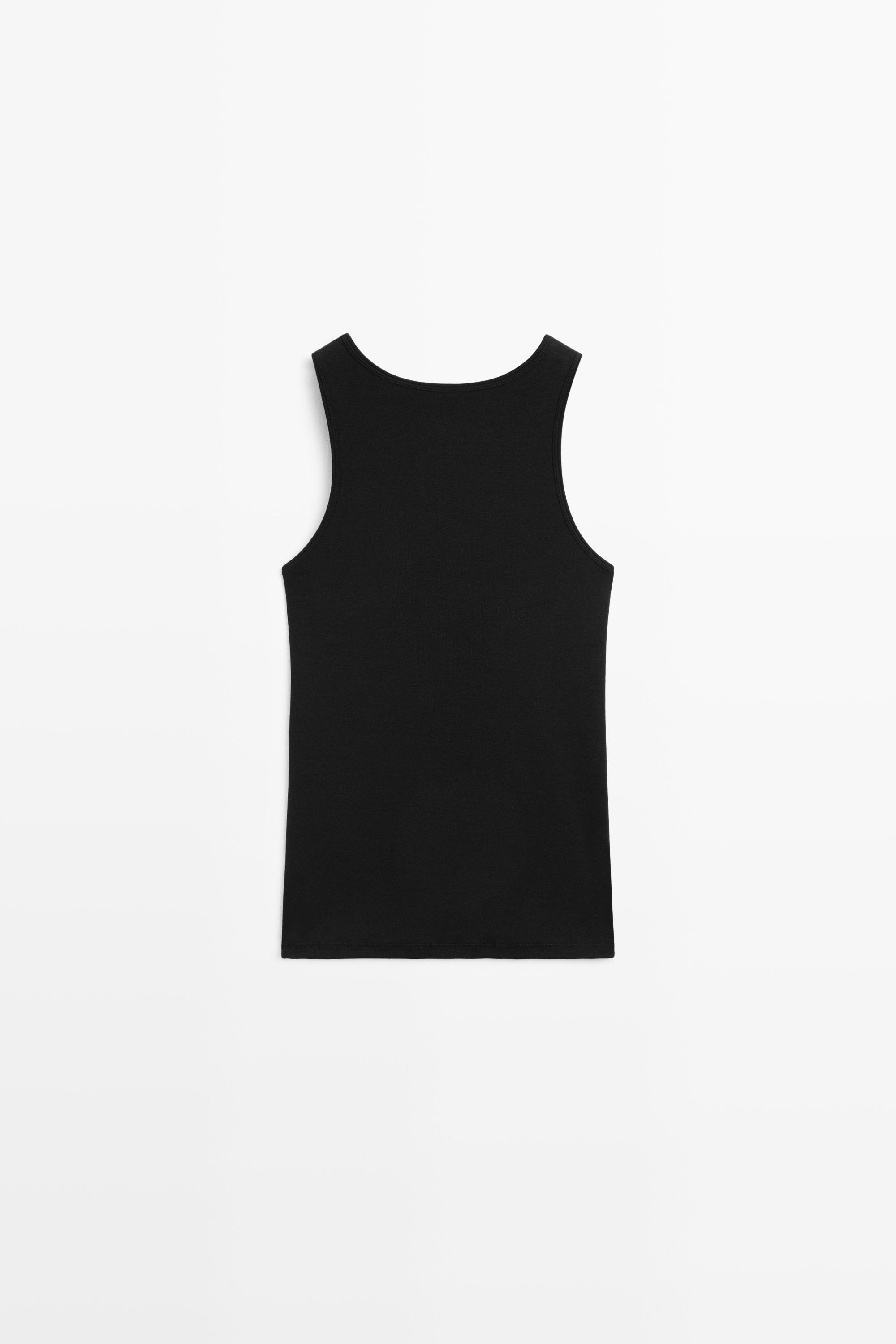 Cotton blend crew neck T-shirt — BLACK