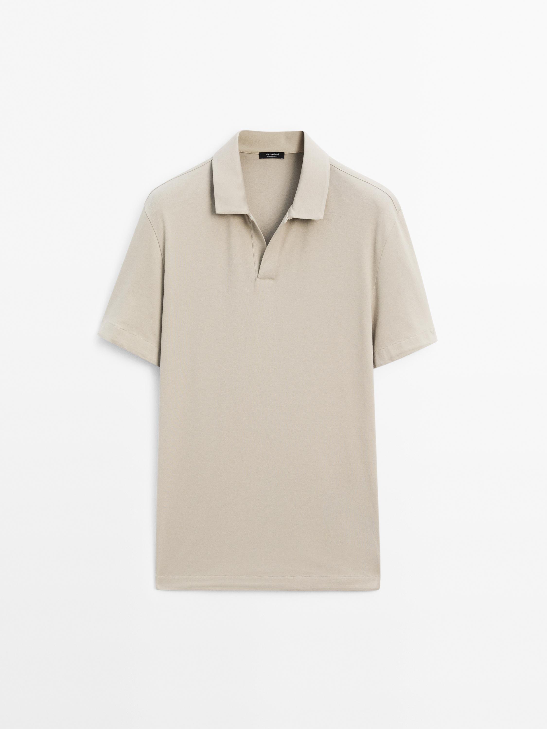 Short sleeve cotton knit polo shirt