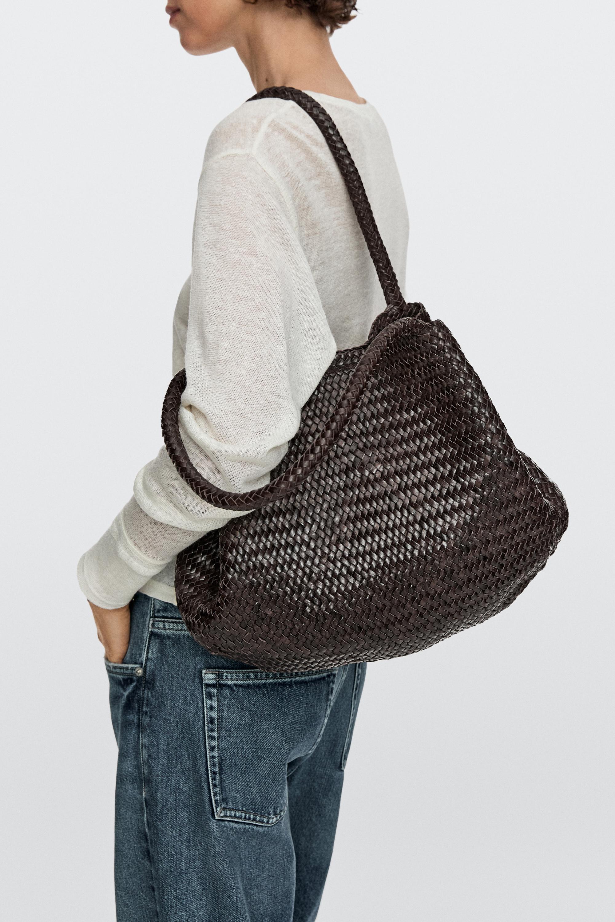 Braided nappa leather tote bag