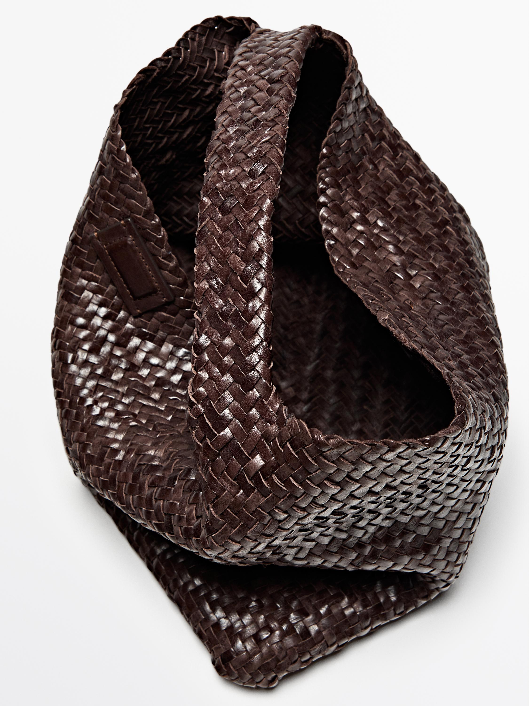 Braided nappa leather shopper bag