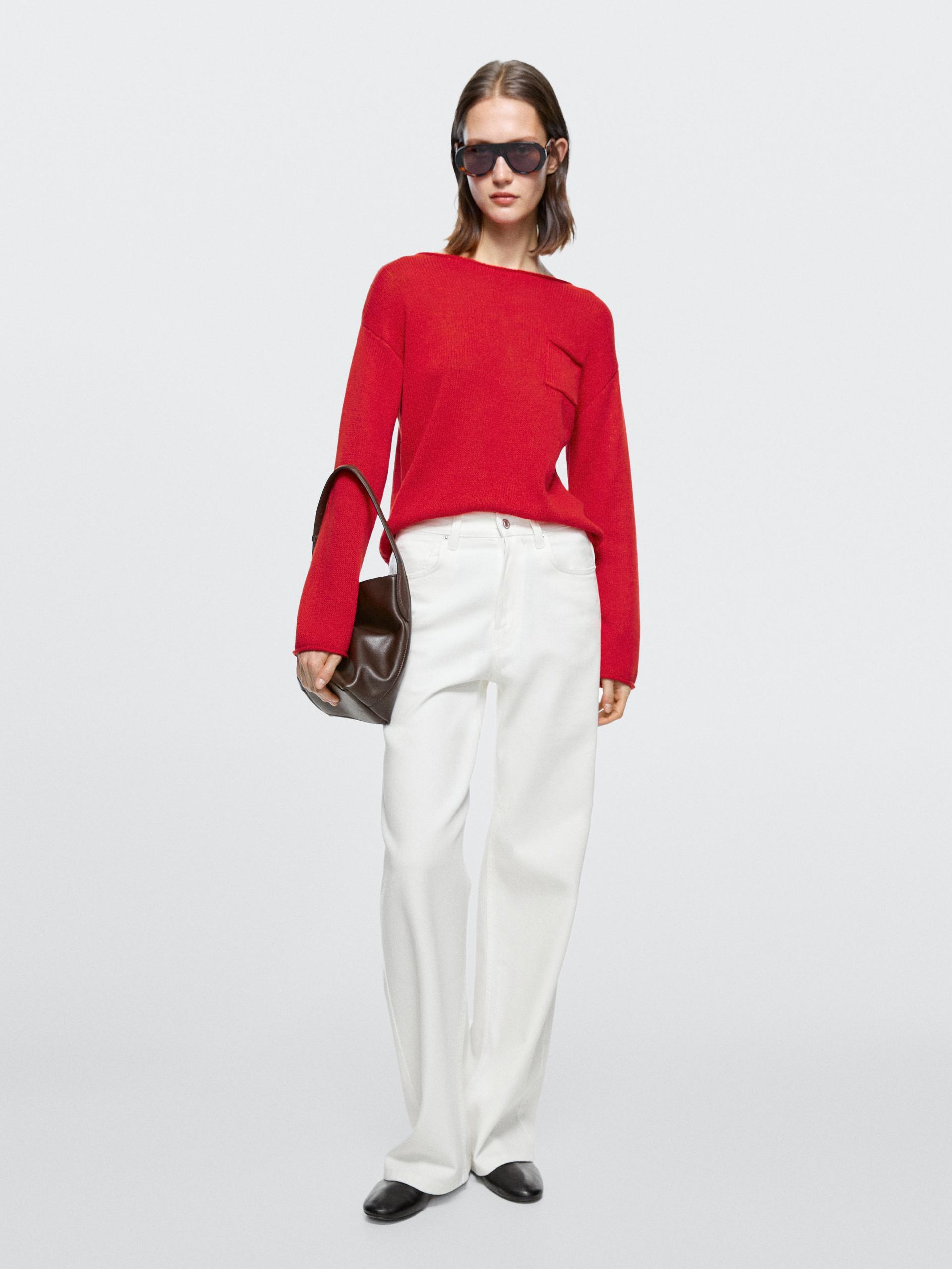 Jeans Gamba Larga A Vita Alta - Bianco Roto - 34 (It 38) - Massimo Dutti - Femminile