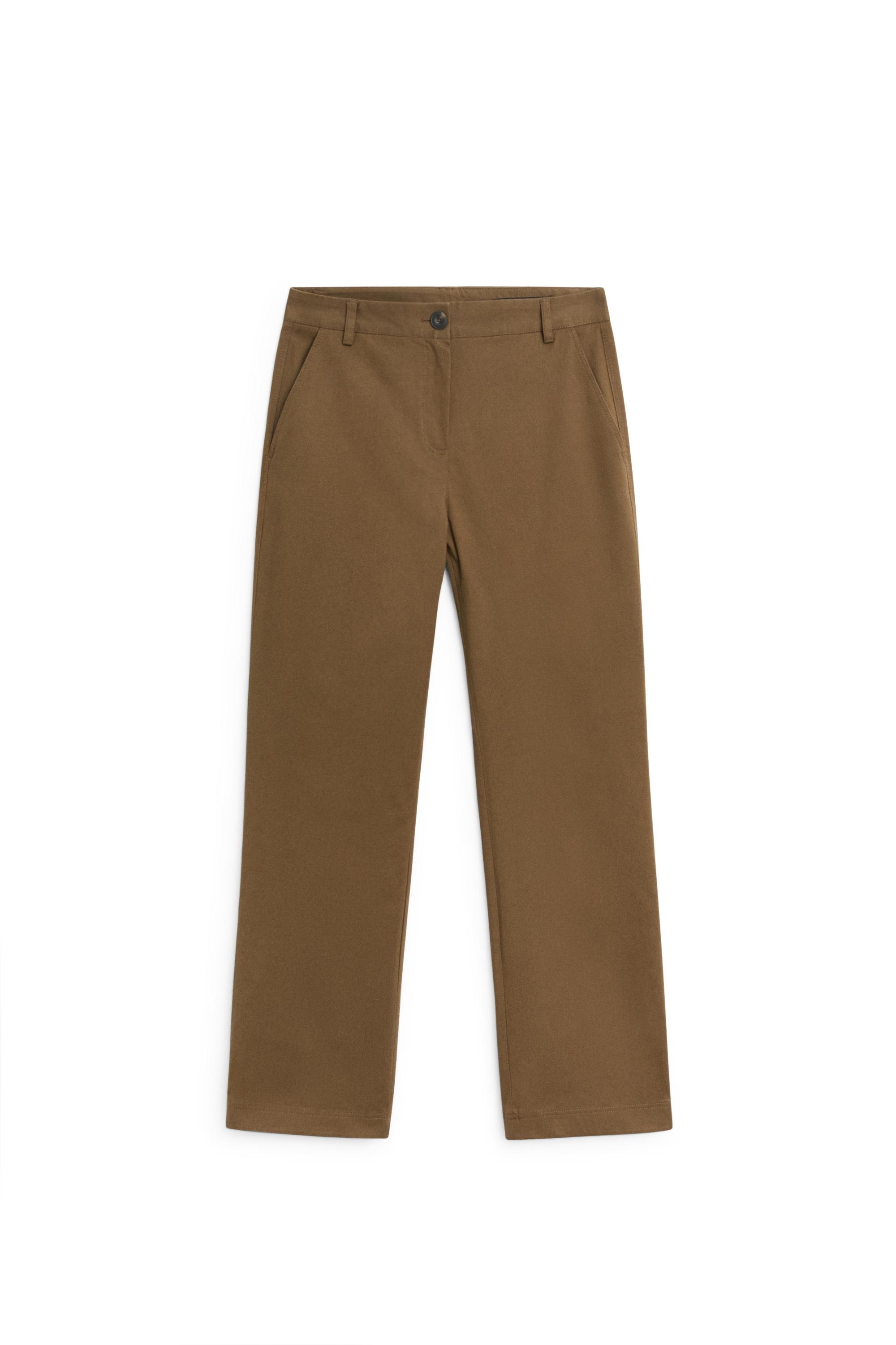 Cotton blend kick flare pants — BROWN