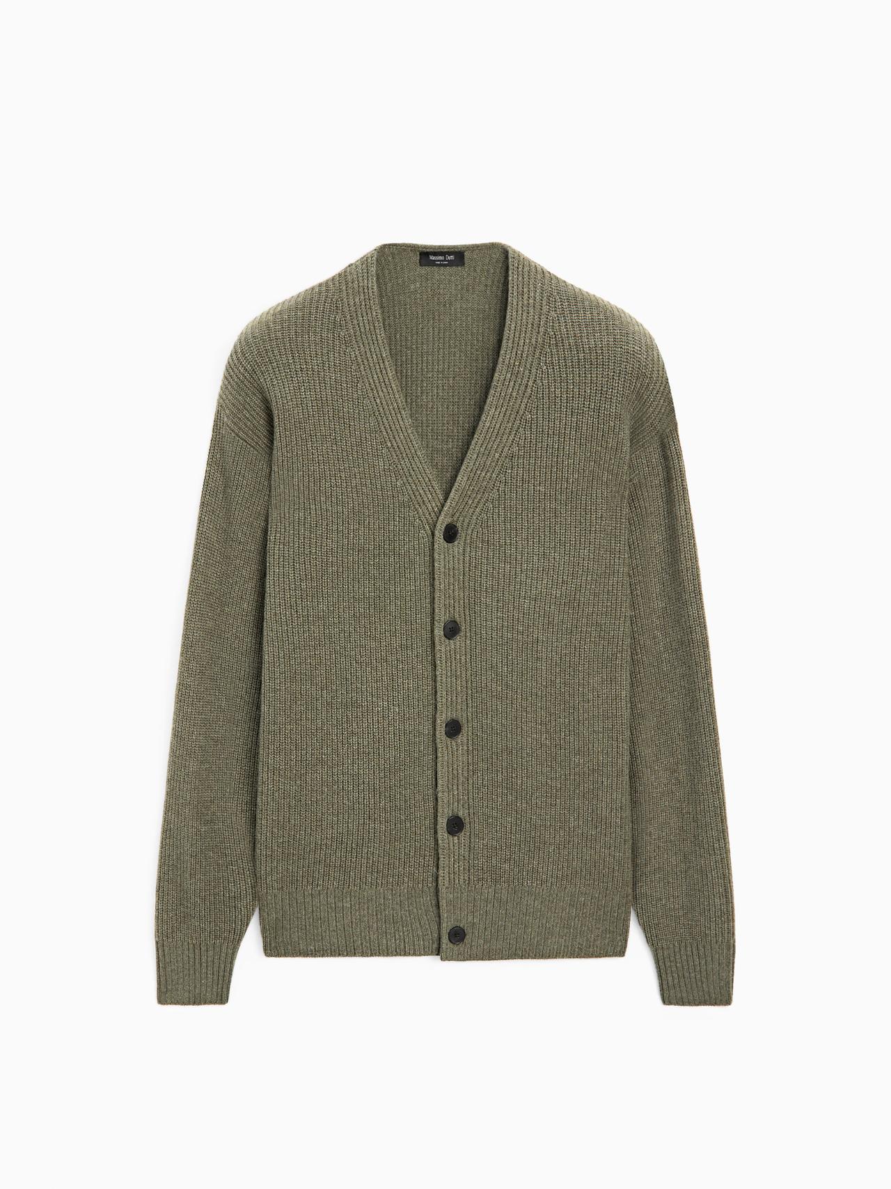 Massimo Dutti - Heren - Tricot Vest Met V-Hals Van Wolmix - Vig Groen - Xl