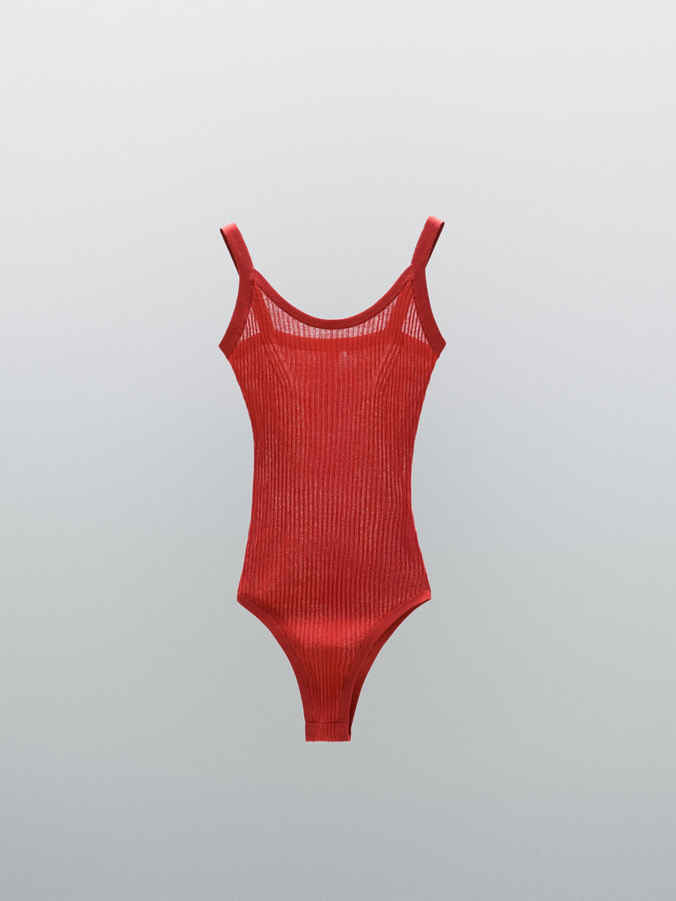 Cotton-blend knitted braces bodysuit - STUDIO