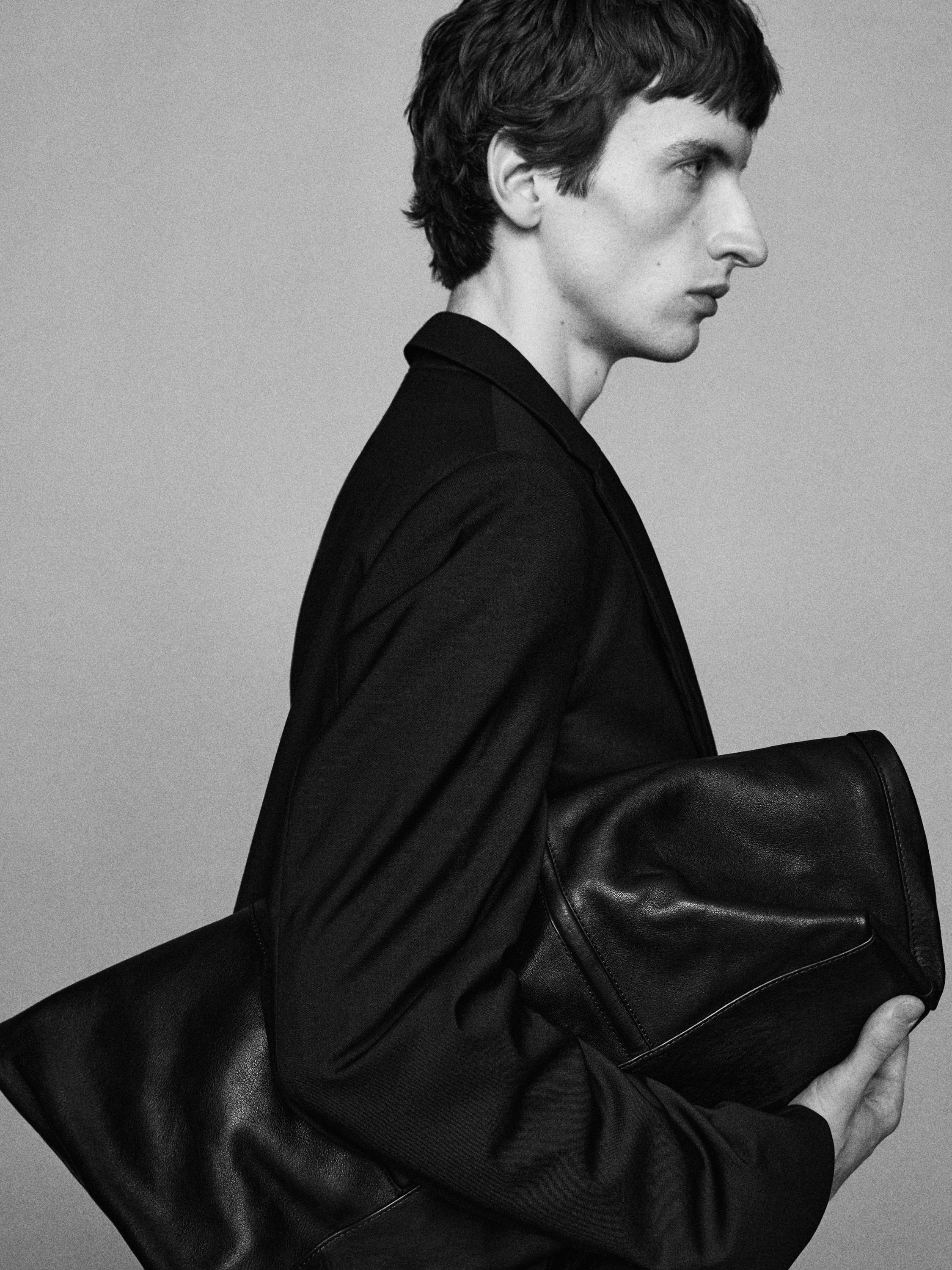 Nappa leather tote bag with zip