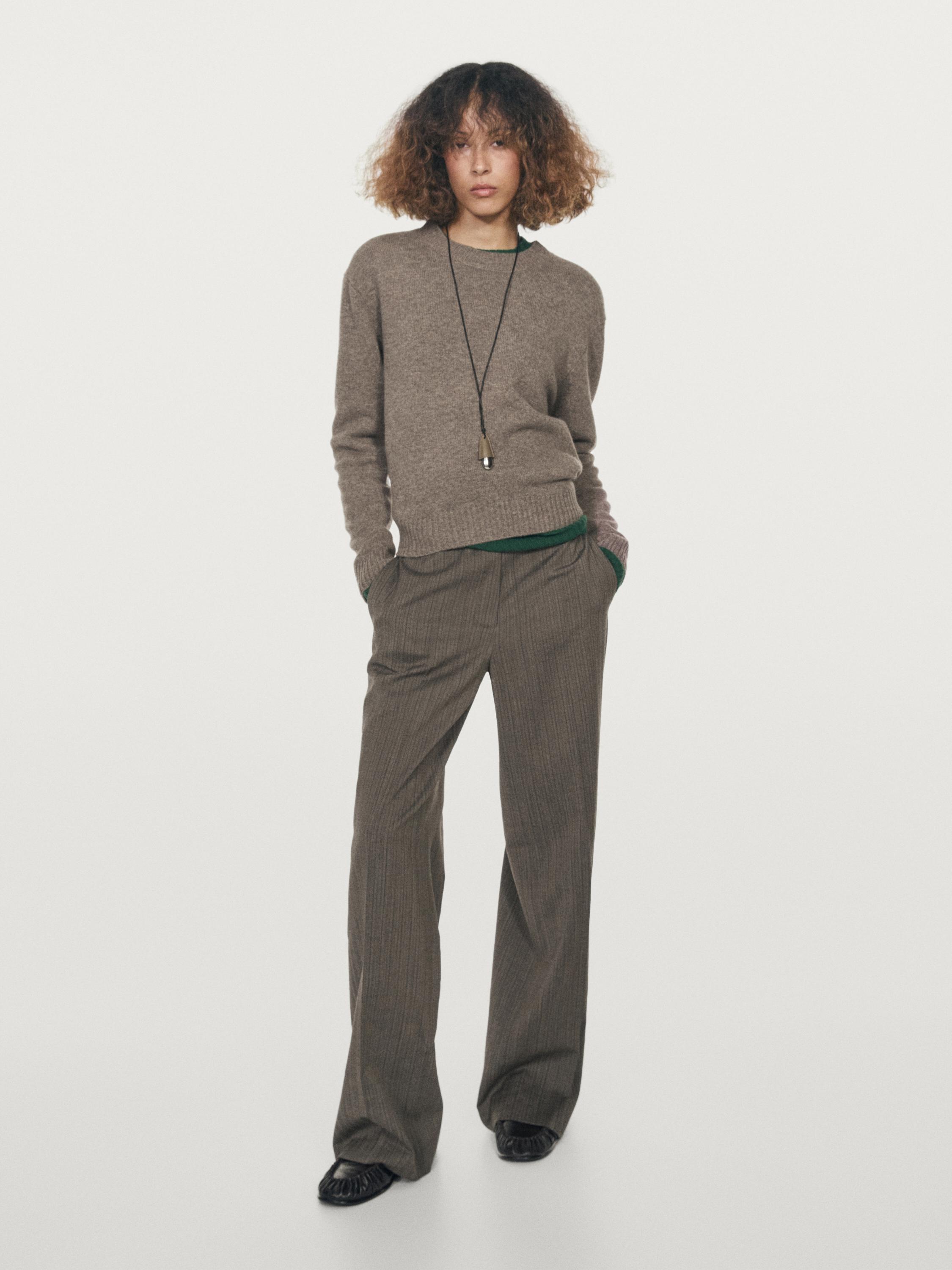 Wool blend crew neck sweater