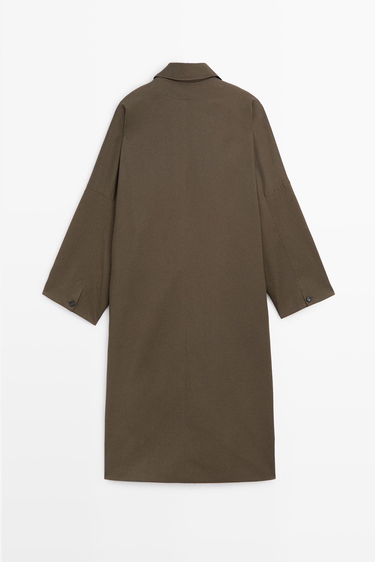 Cotton Blend Trench Coat with Side Splits — MOLE BROWN