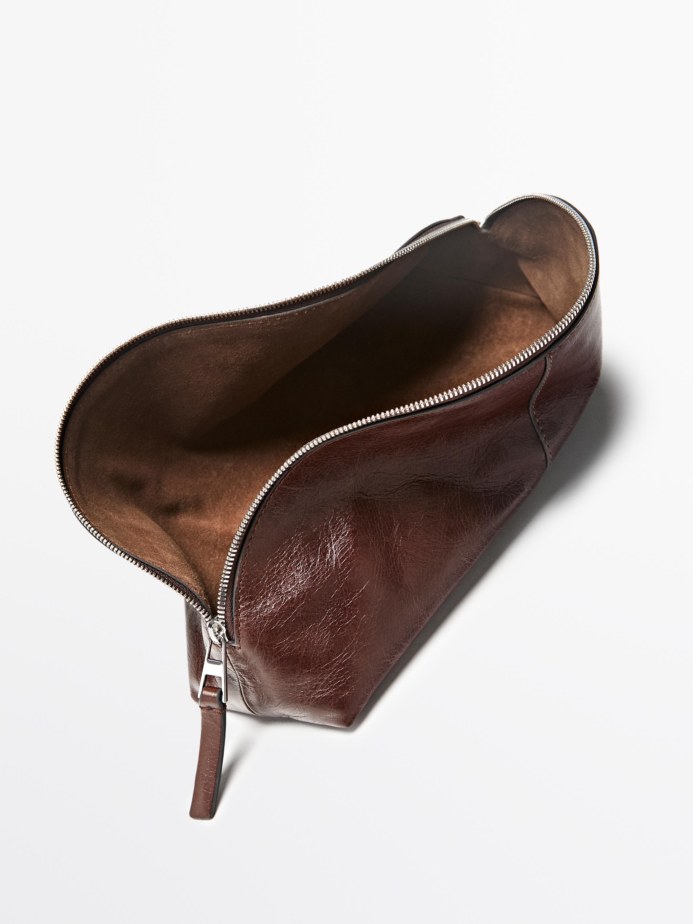 Nappa leather toiletry bag — BROWN
