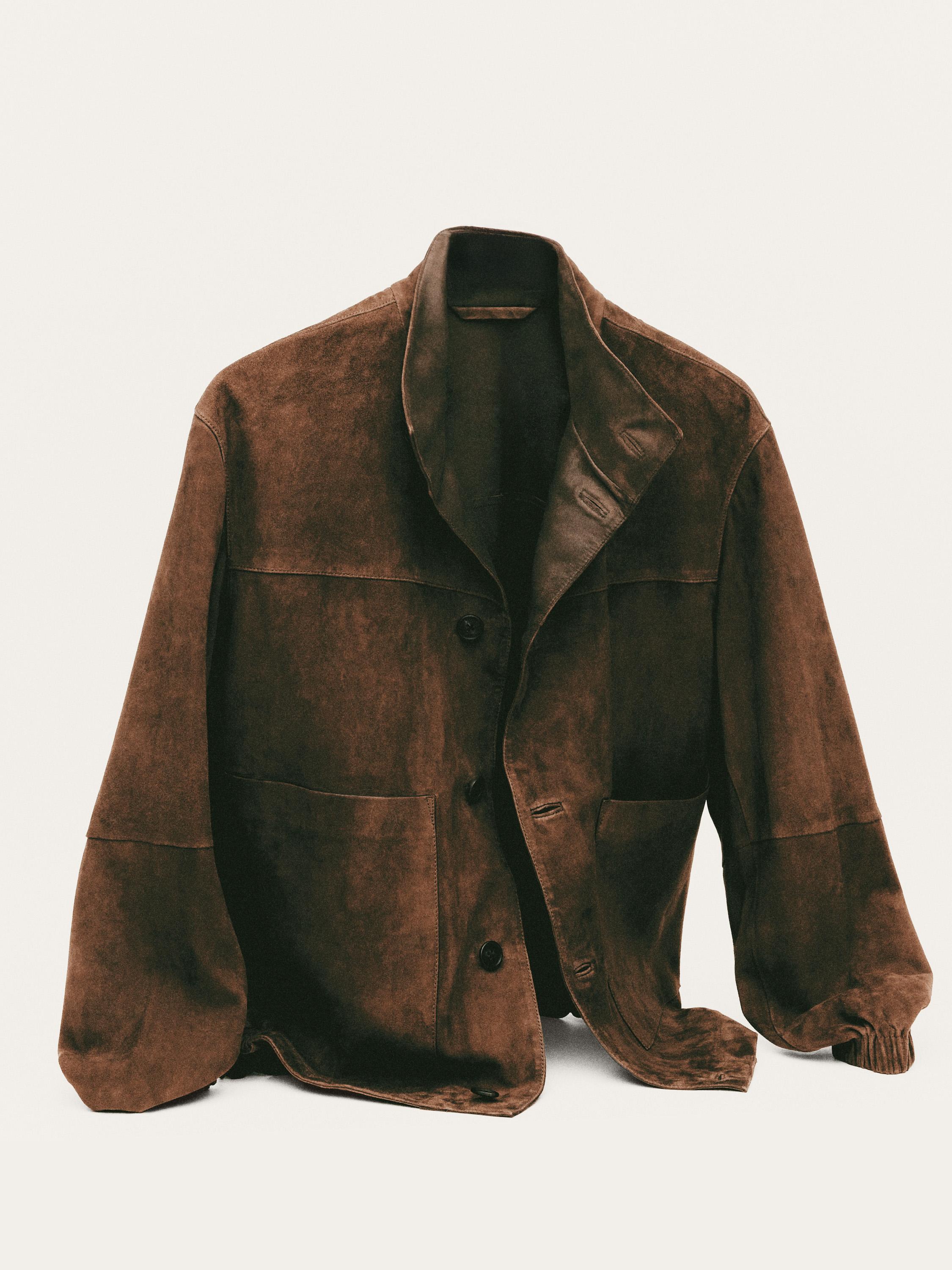 Suede leather jacket — Tobacco brown