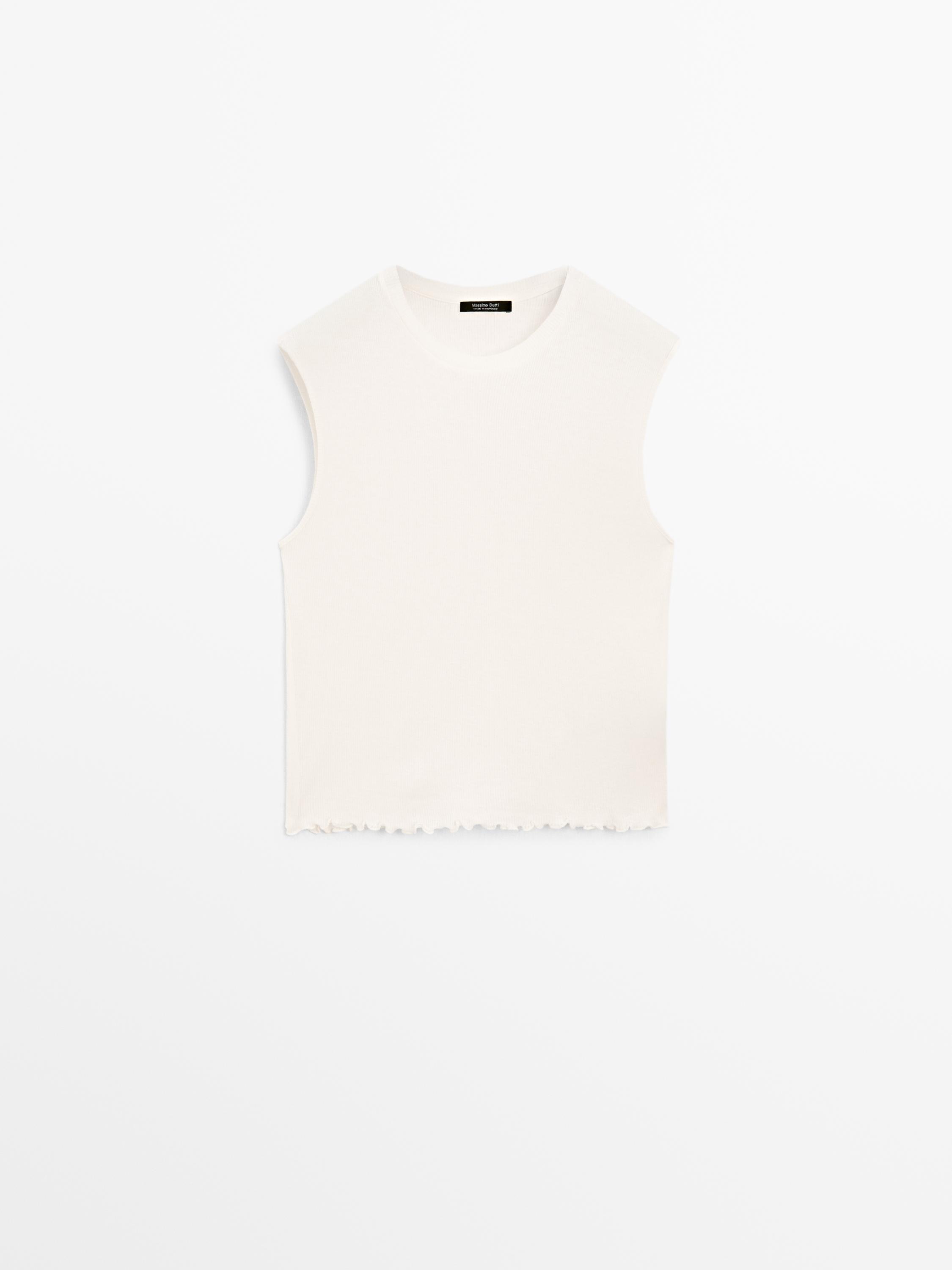 Massimo Dutti【NEW】Double-layer T-shirt with wavy trims 06813755700-c.jpg?ts=1735304419245