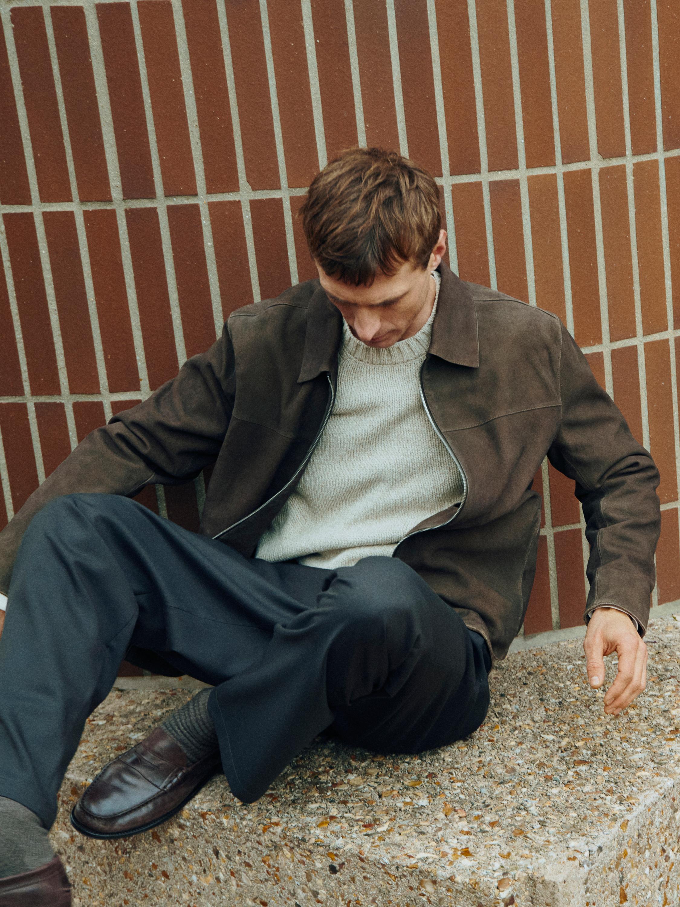 Suede leather jacket — MOLE BROWN