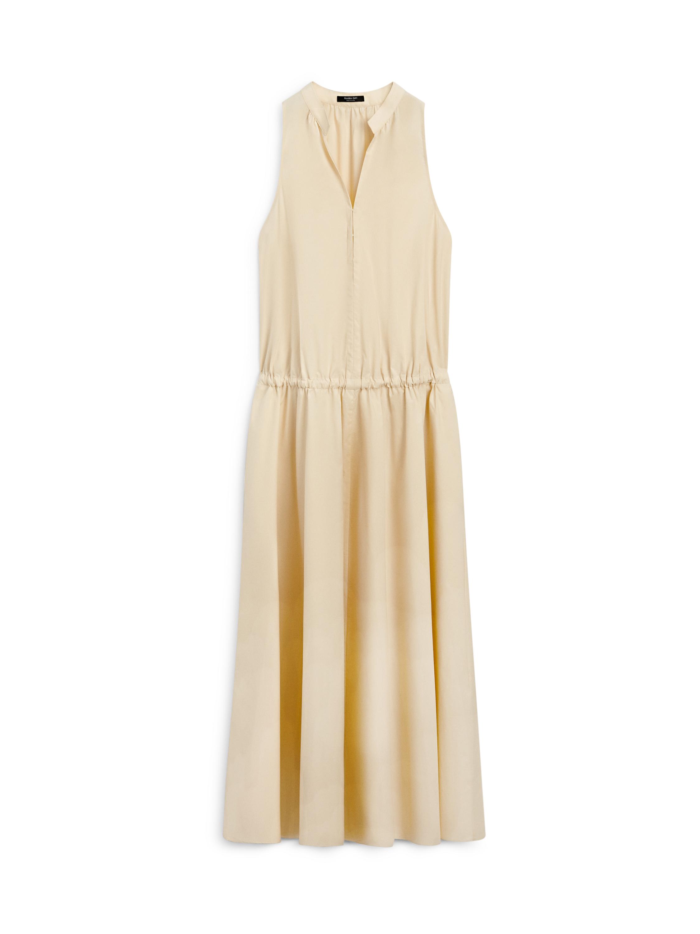 100% cotton midi dress with elasticated waist — PALE YELLOW