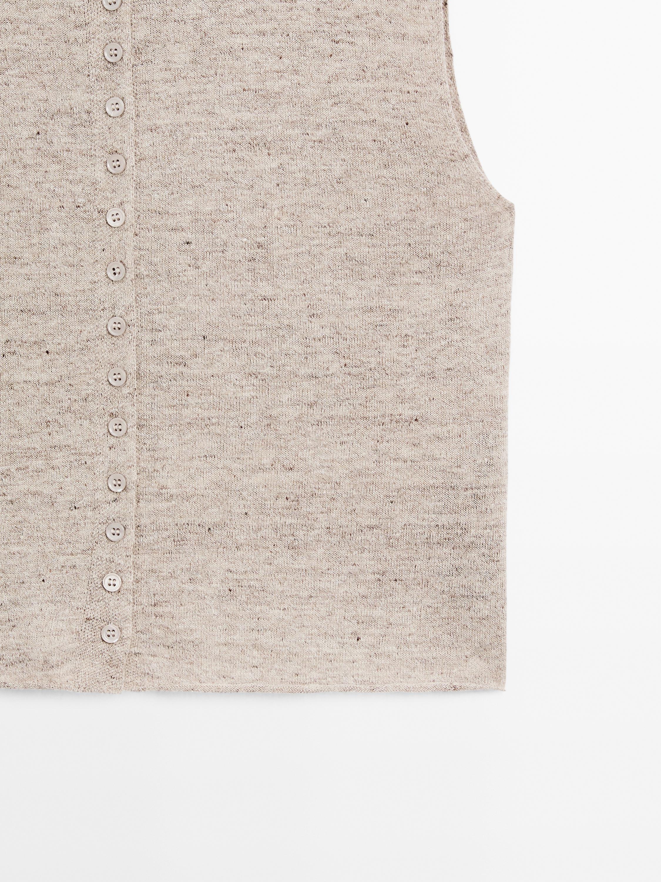 Melange linen blend knit vest