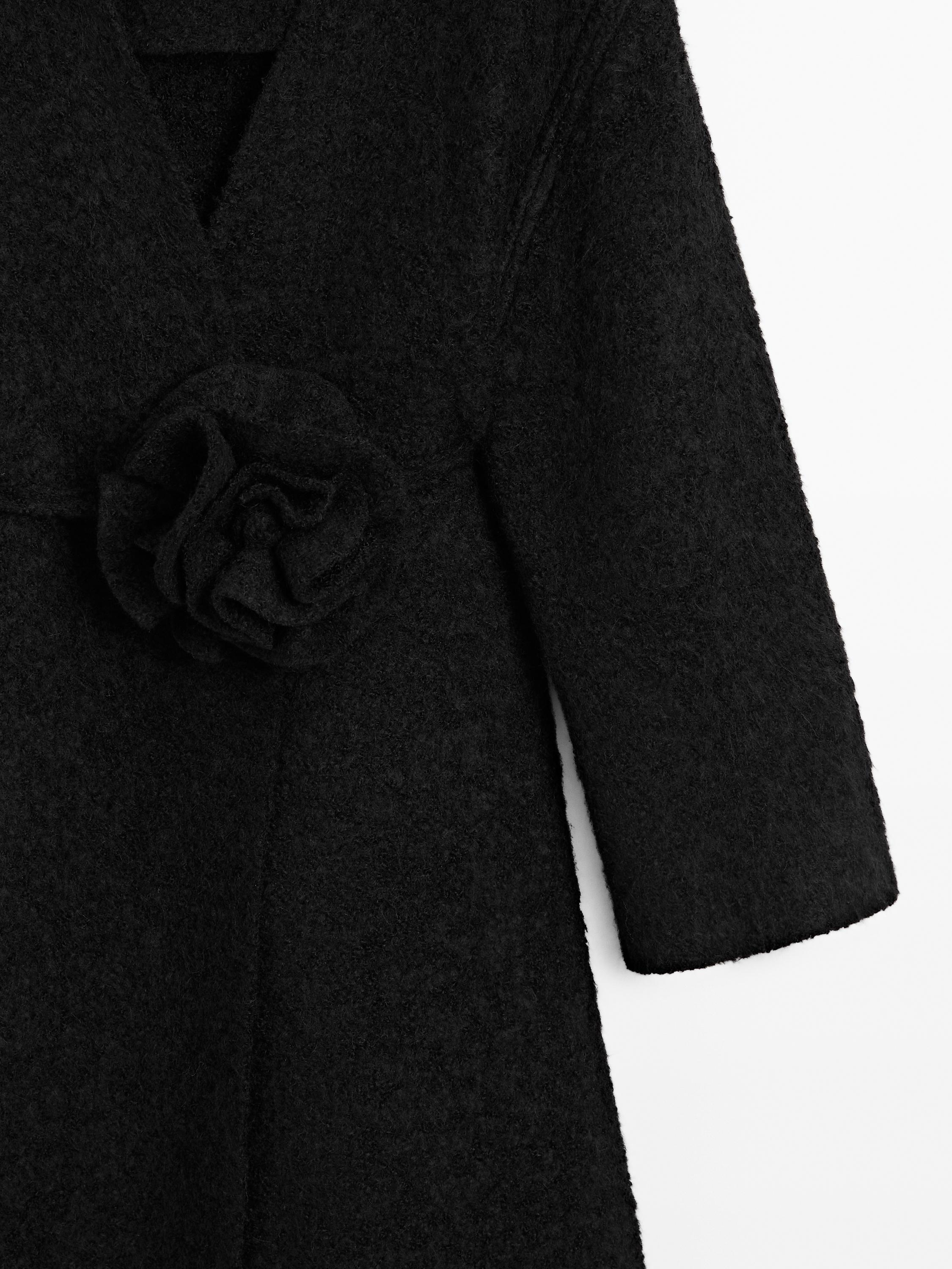 Alpaca blend coat with flower tie - Studio
