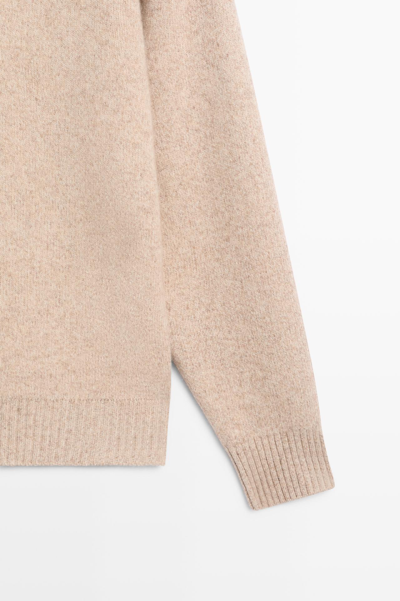 Mock neck knit sweater with zip — Light Beige