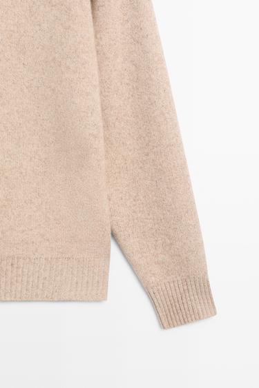 Mock neck knit sweater with zip — Light Beige 4