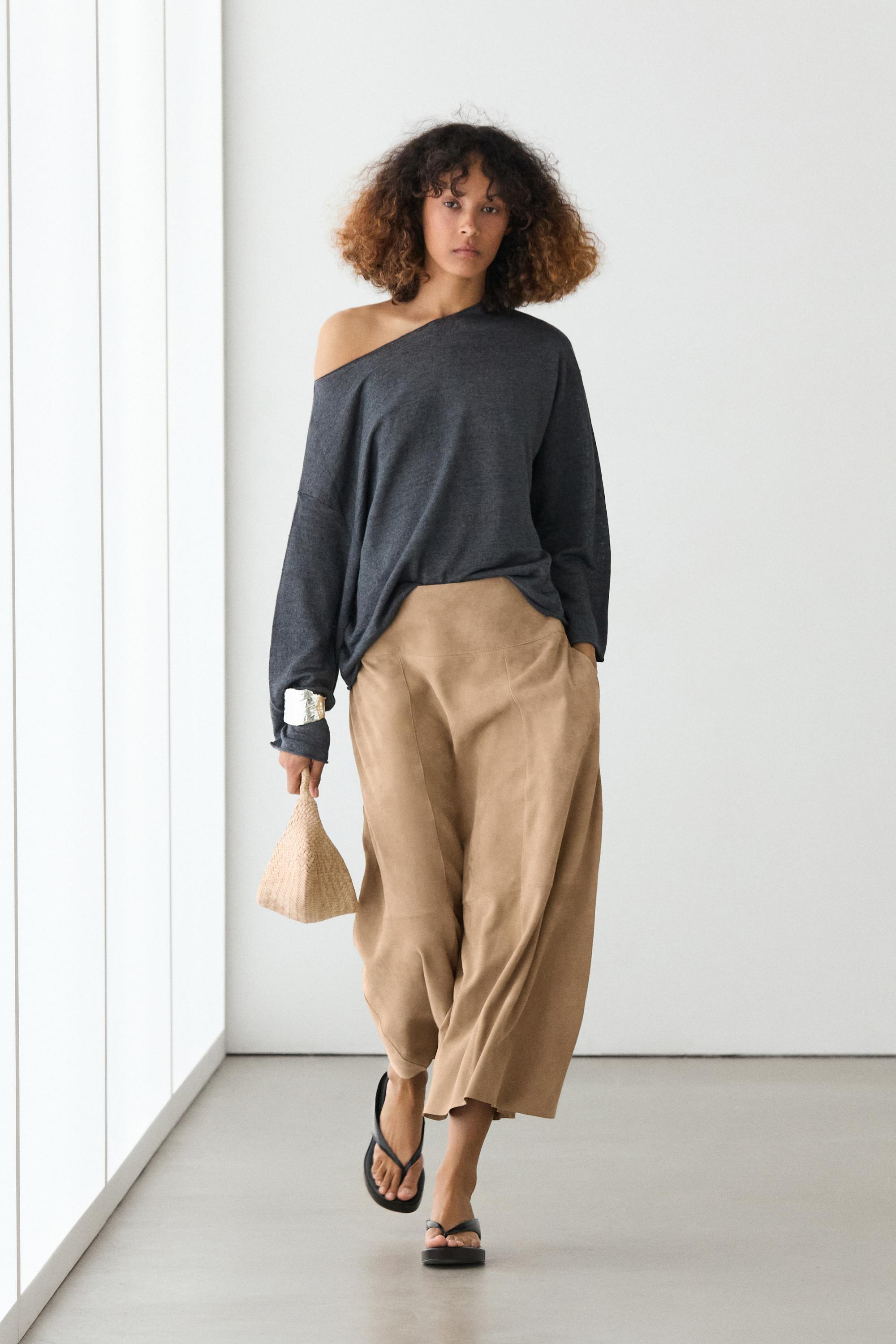 Suede leather sash skirt