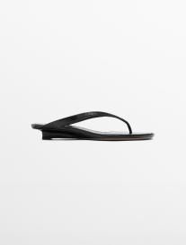 Mid-heel toe sandal — BLACK