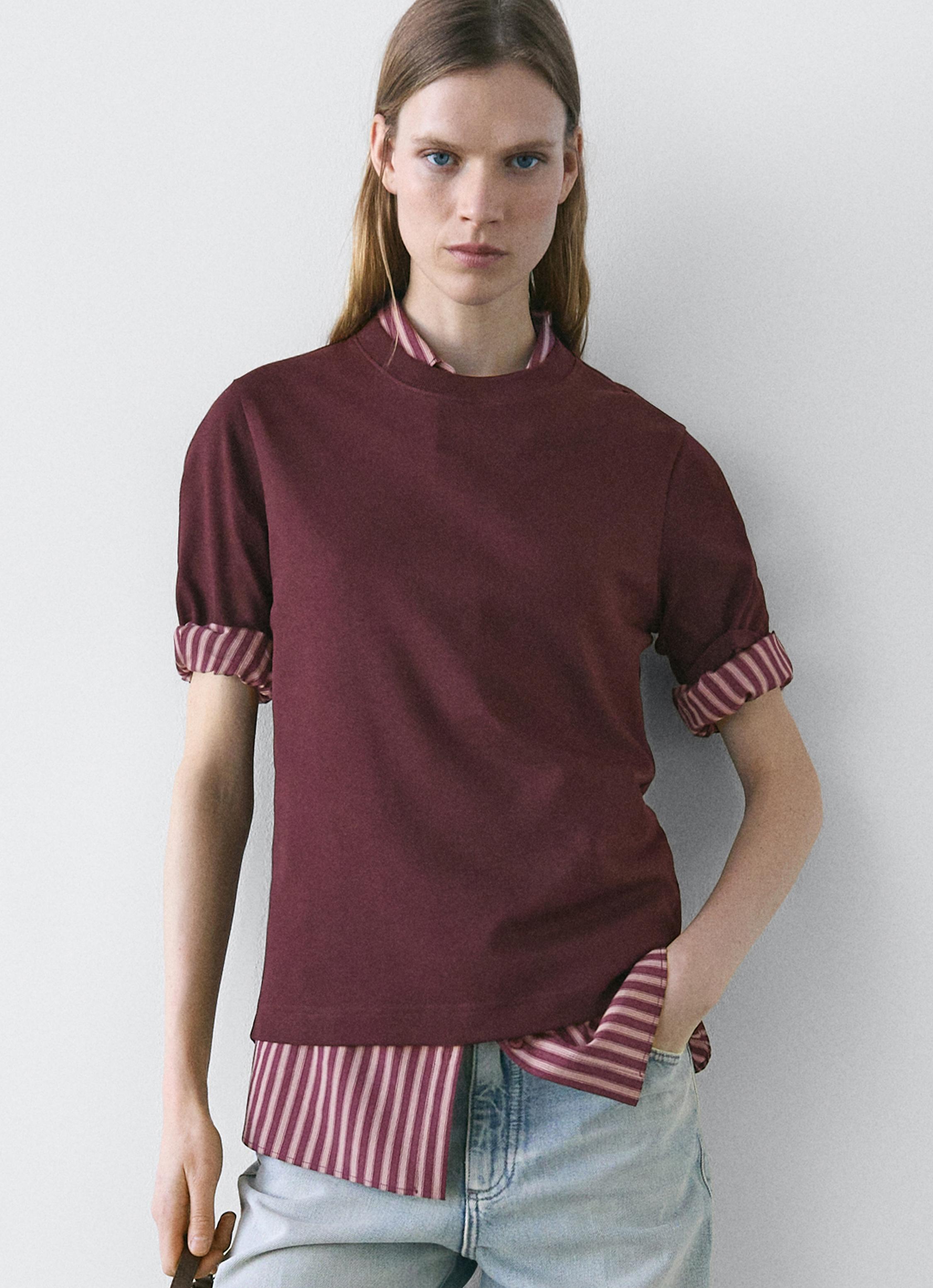 100% cotton interlock crew neck T-shirt — BURGUNDY