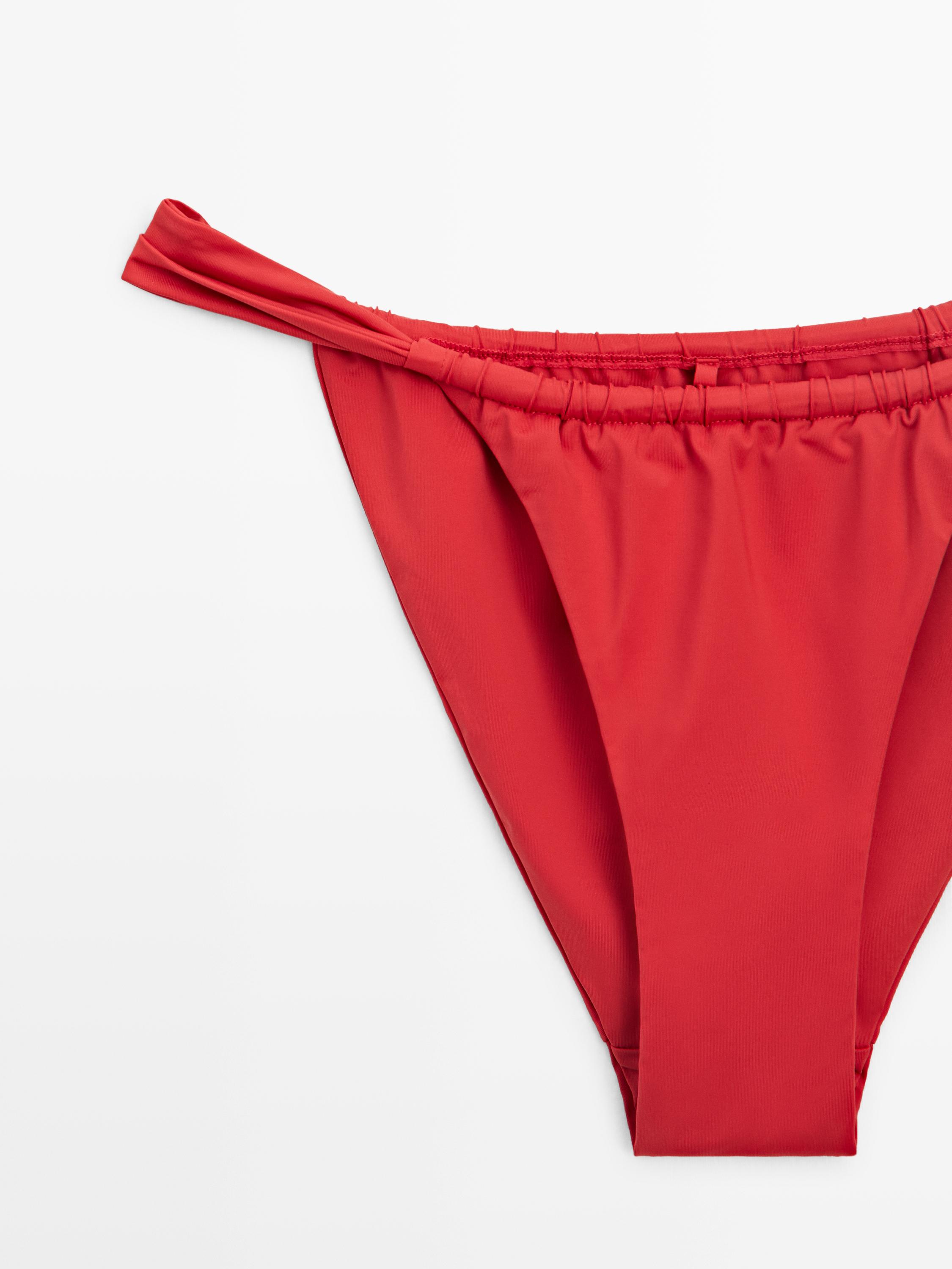 Gathered bikini bottoms — BRIGHT RED