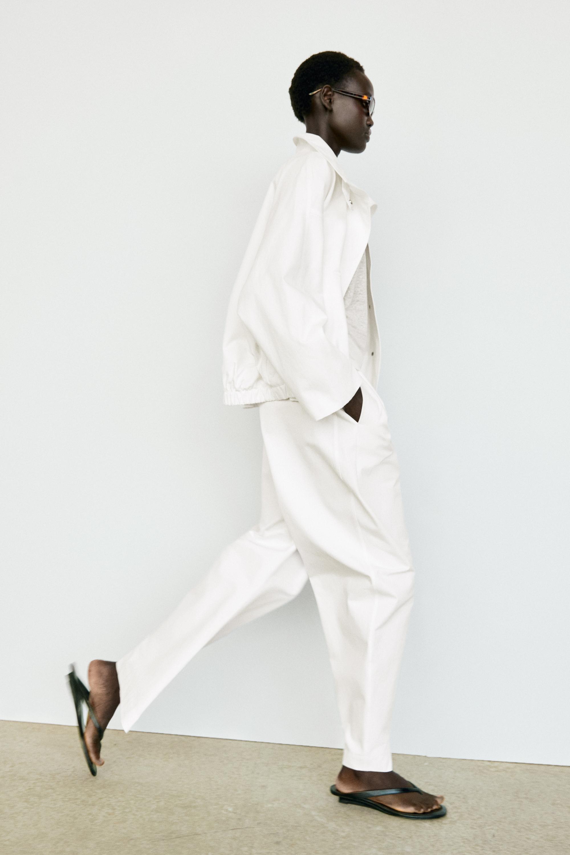 Flowing barrel fit pants — WHITE