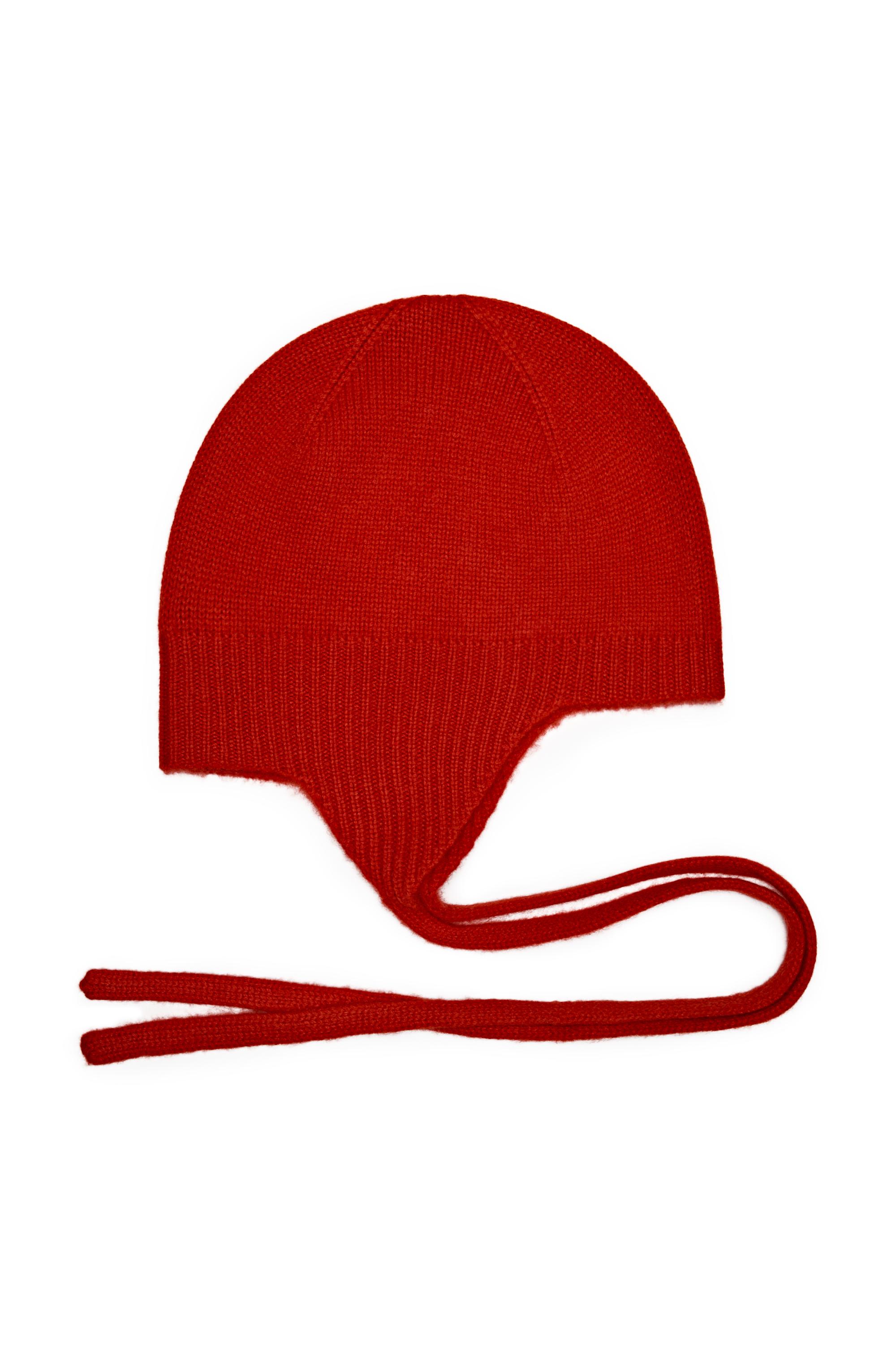100% cashmere tie-detail beanie — RED
