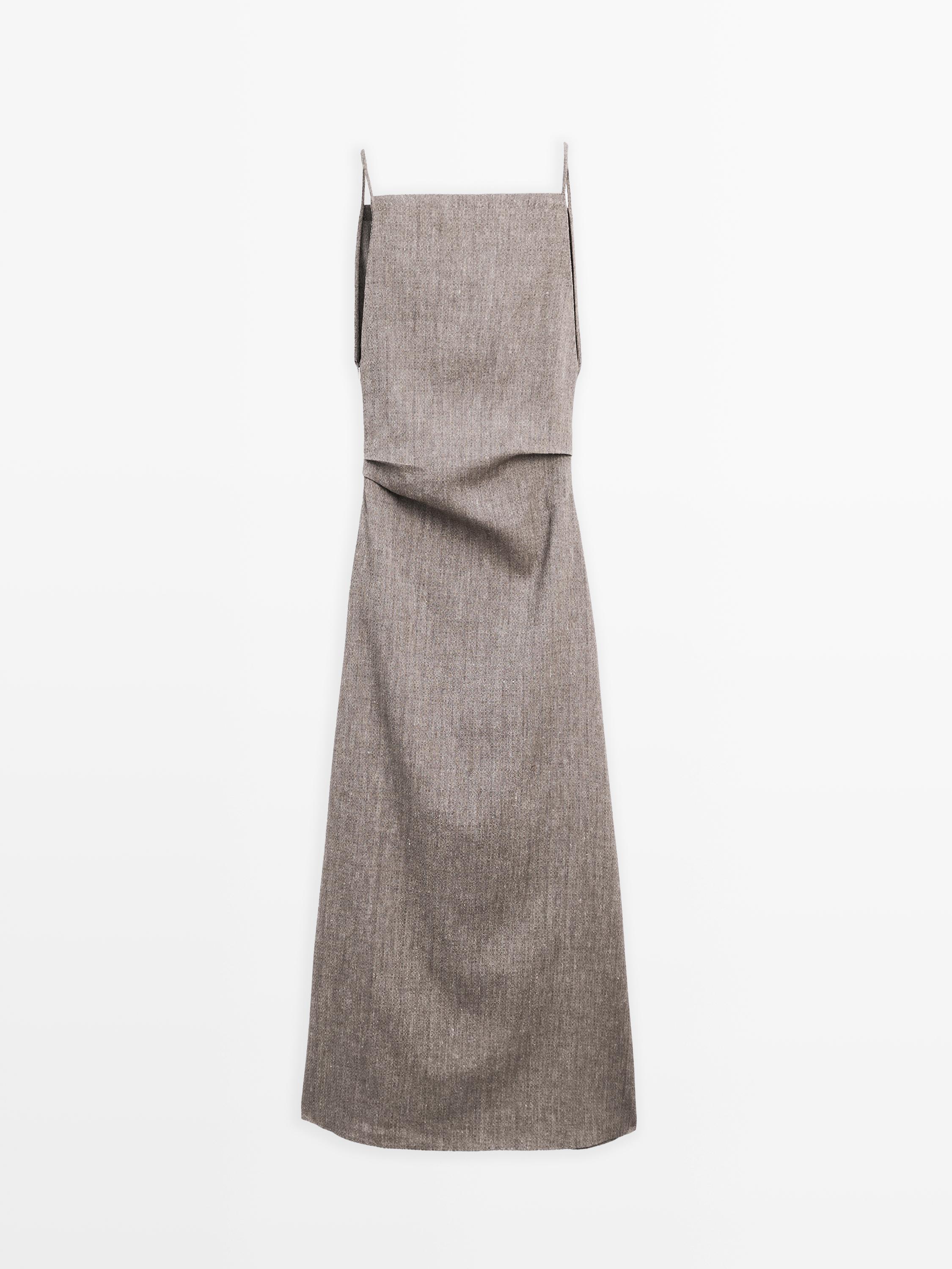 Long flowing linen blend dress
