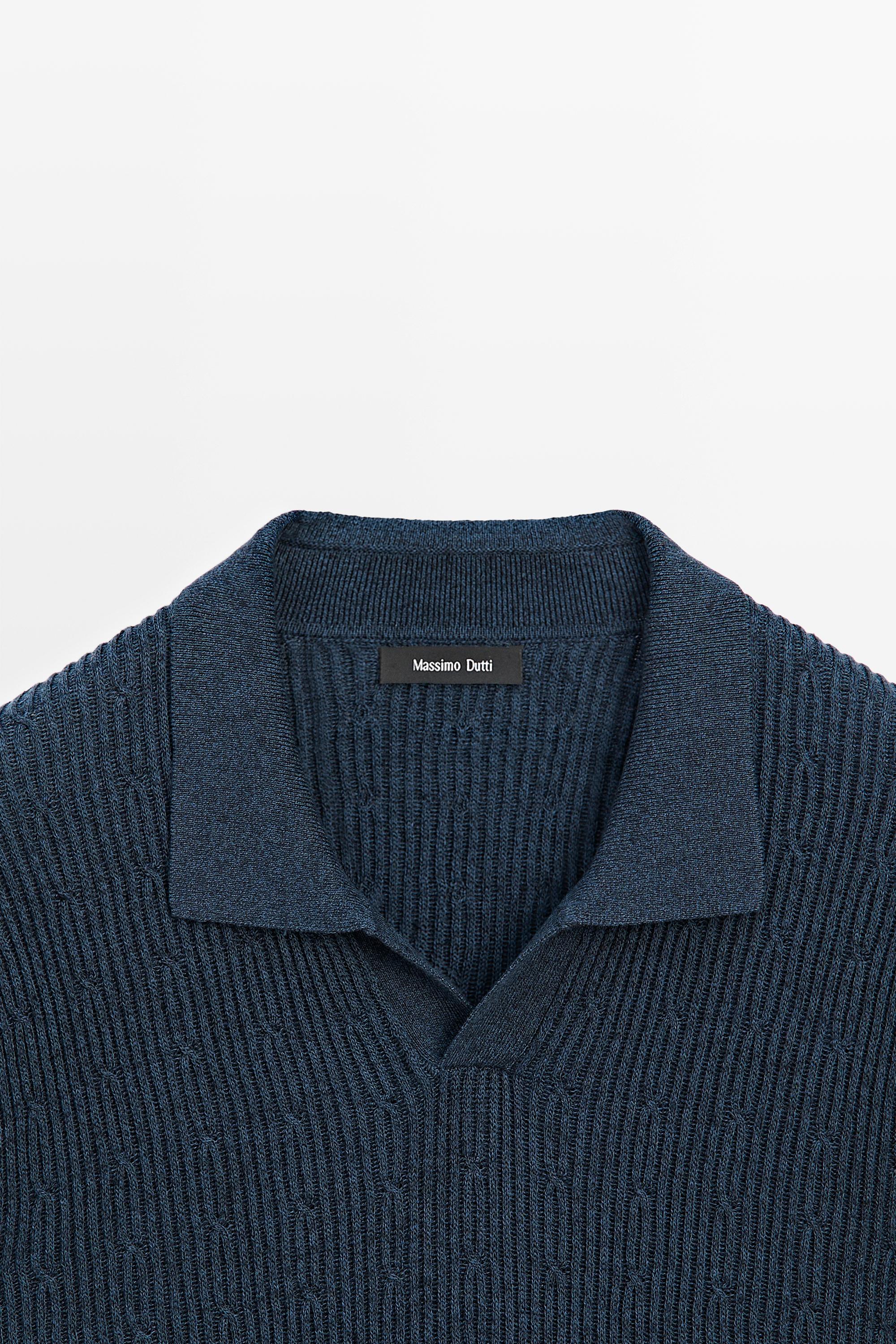 Cable-knit polo sweater - LIMITED EDITION — NAVY BLUE