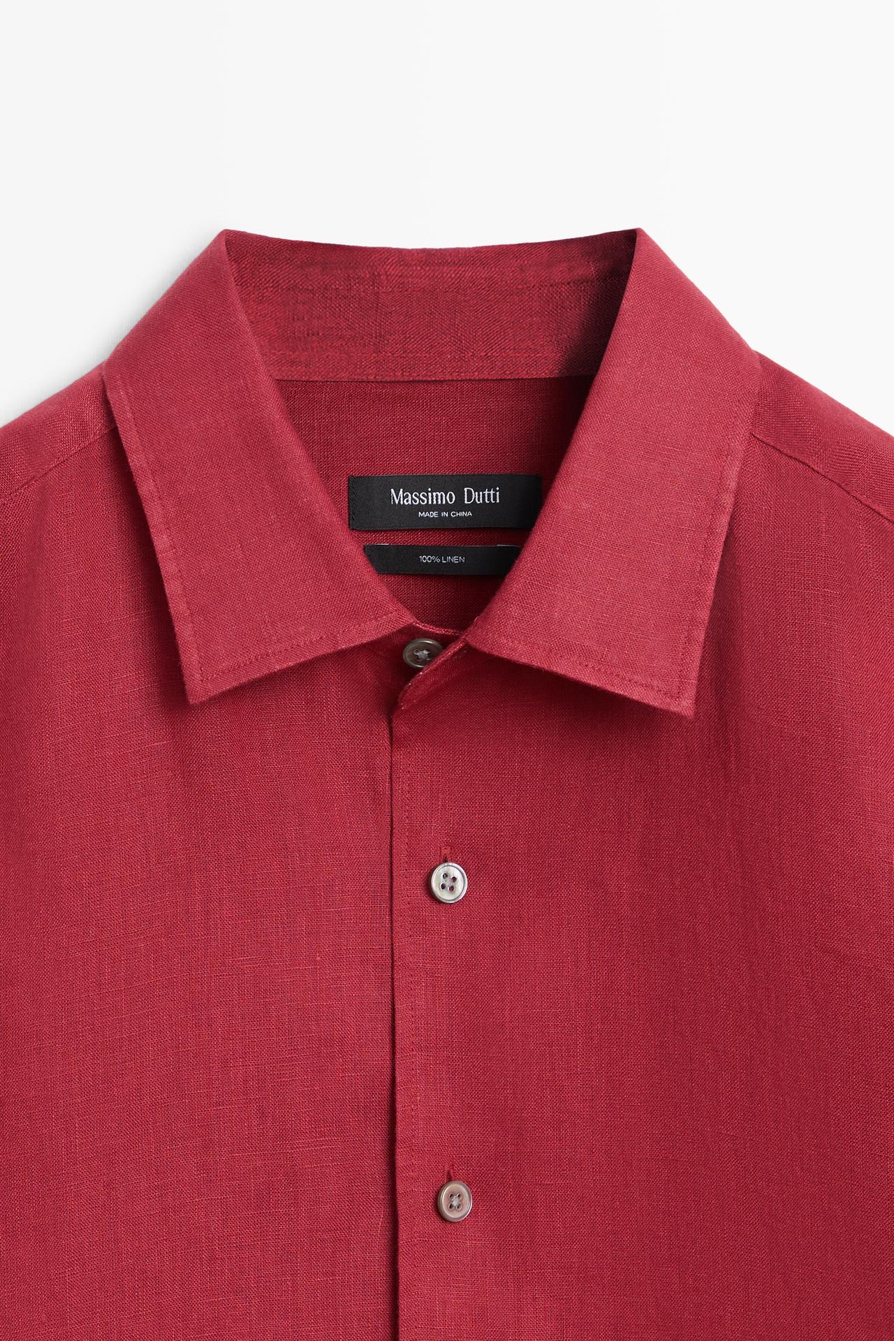 Regular fit 100% linen shirt — RED