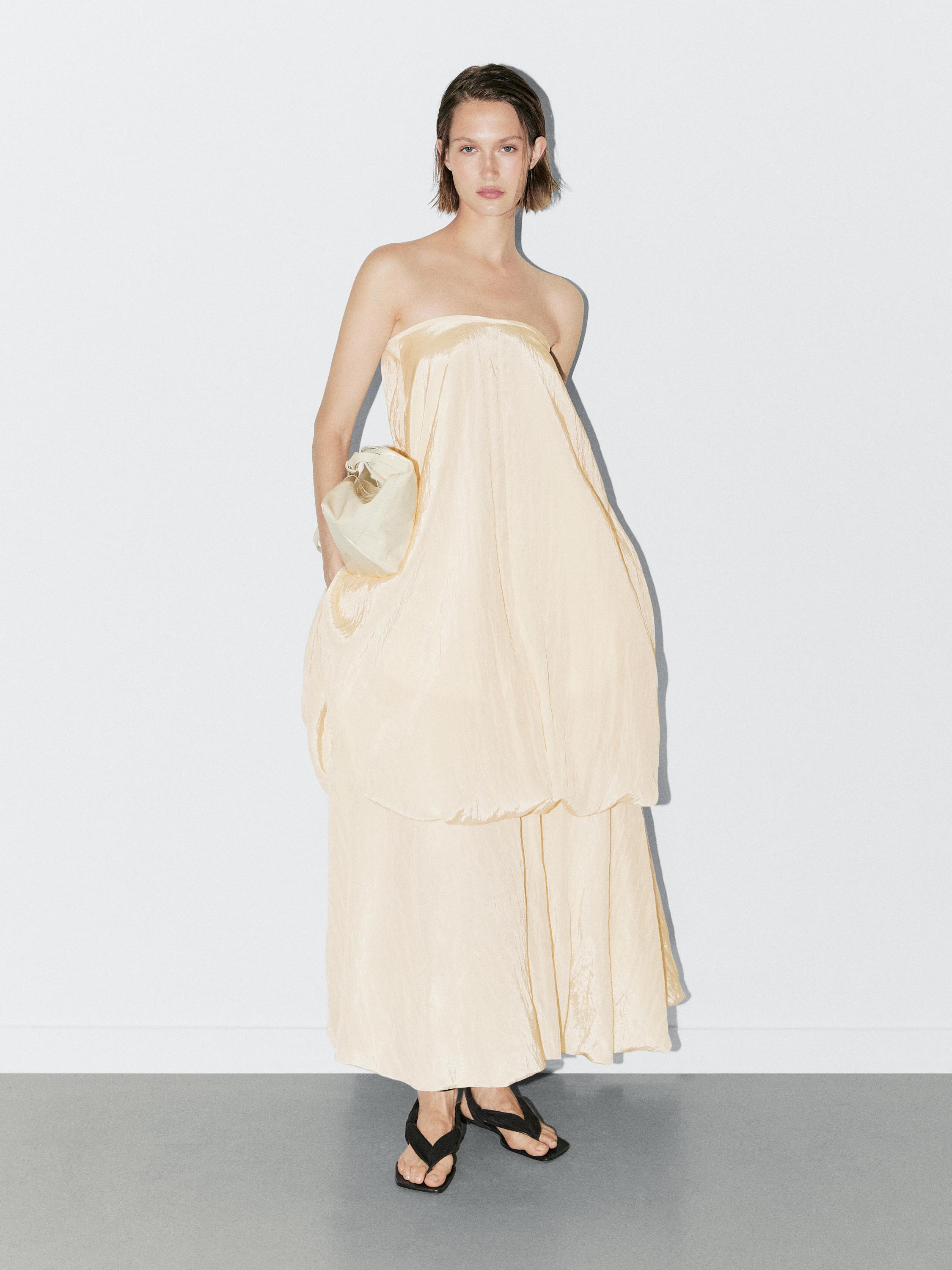 Falda midi globo efecto crinkle - STUDIO