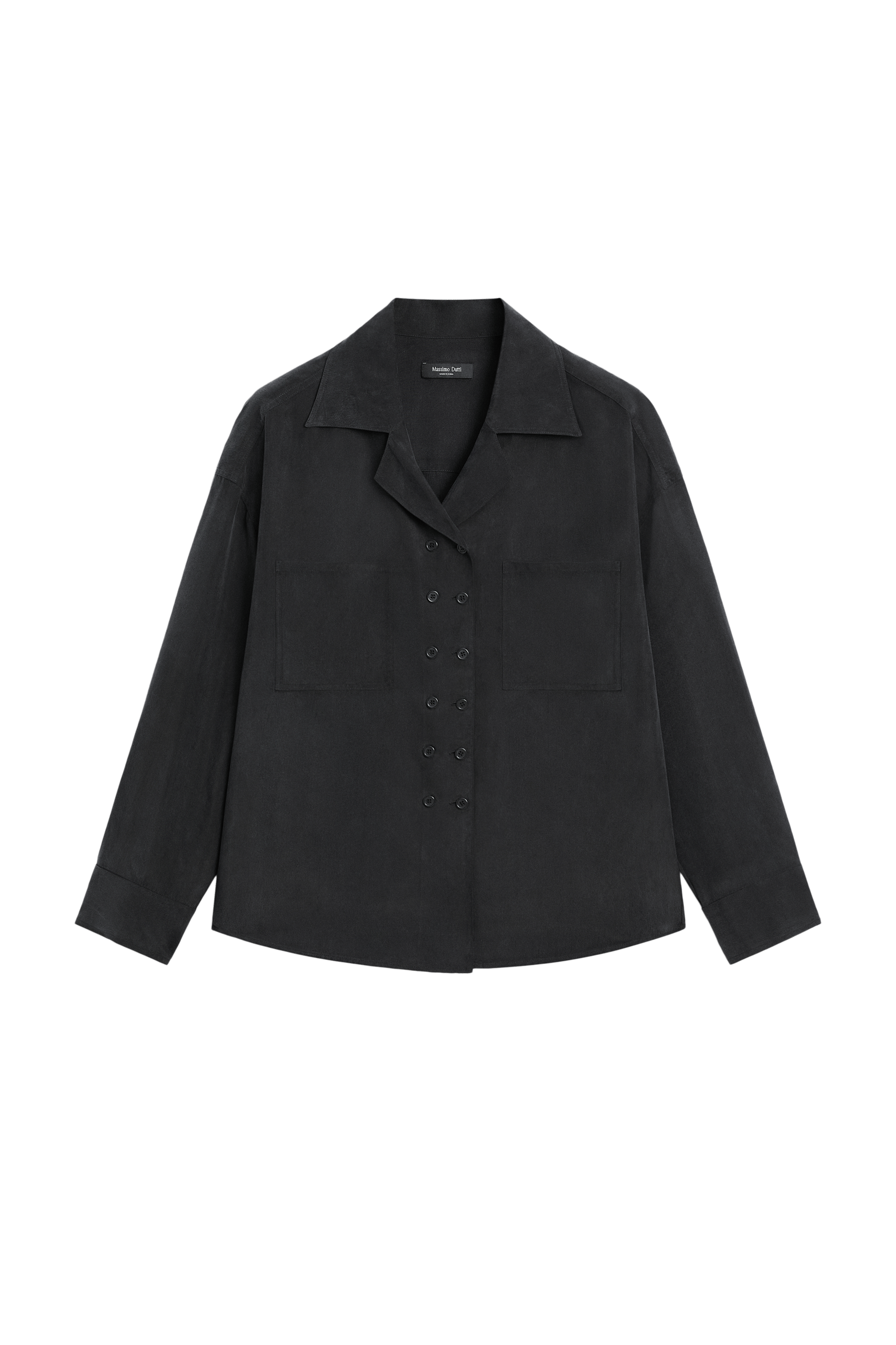Massimo Dutti Dökümlü kruvaze gömlek görsel 7