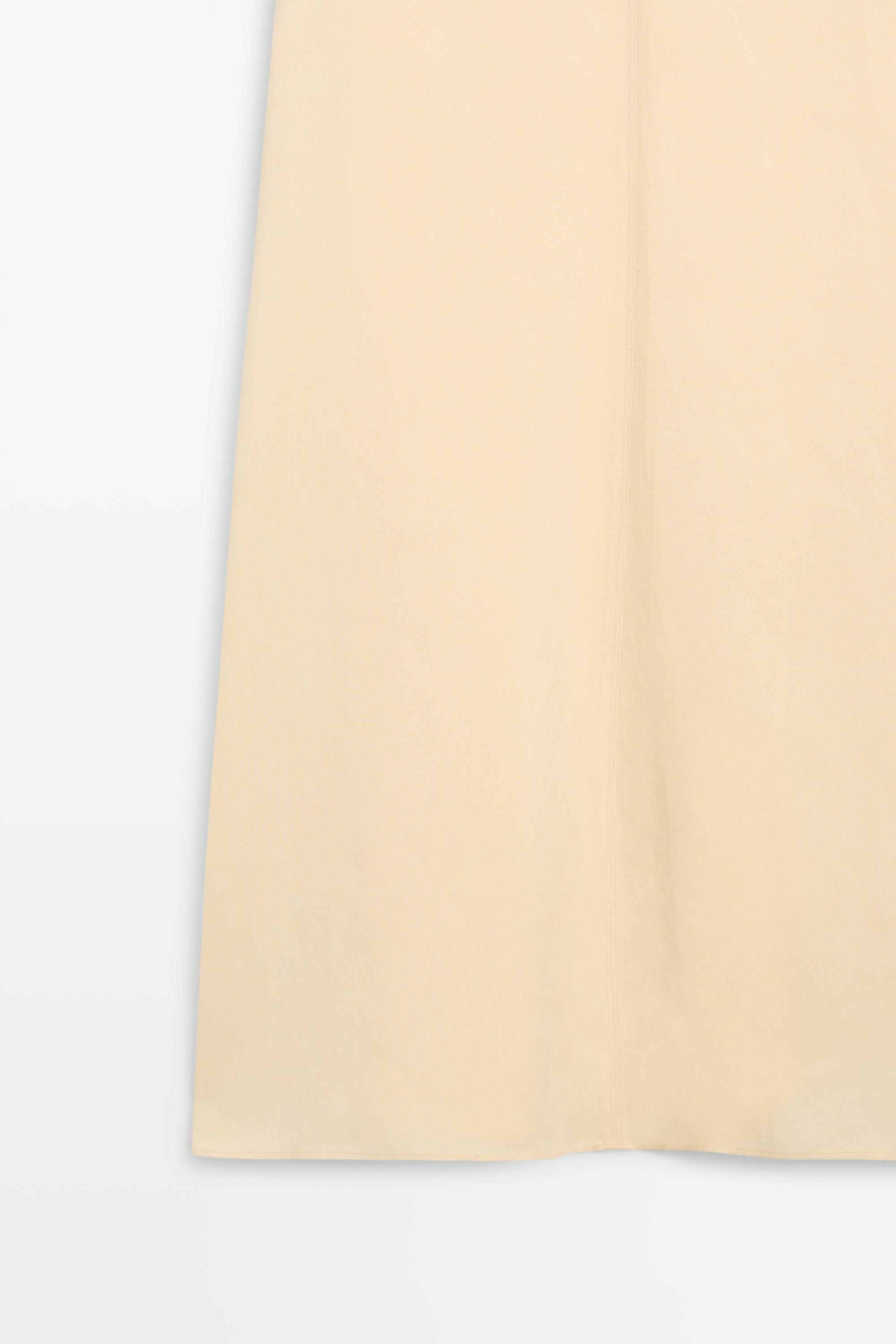 Flowing linen halter midi dress — Vanilla