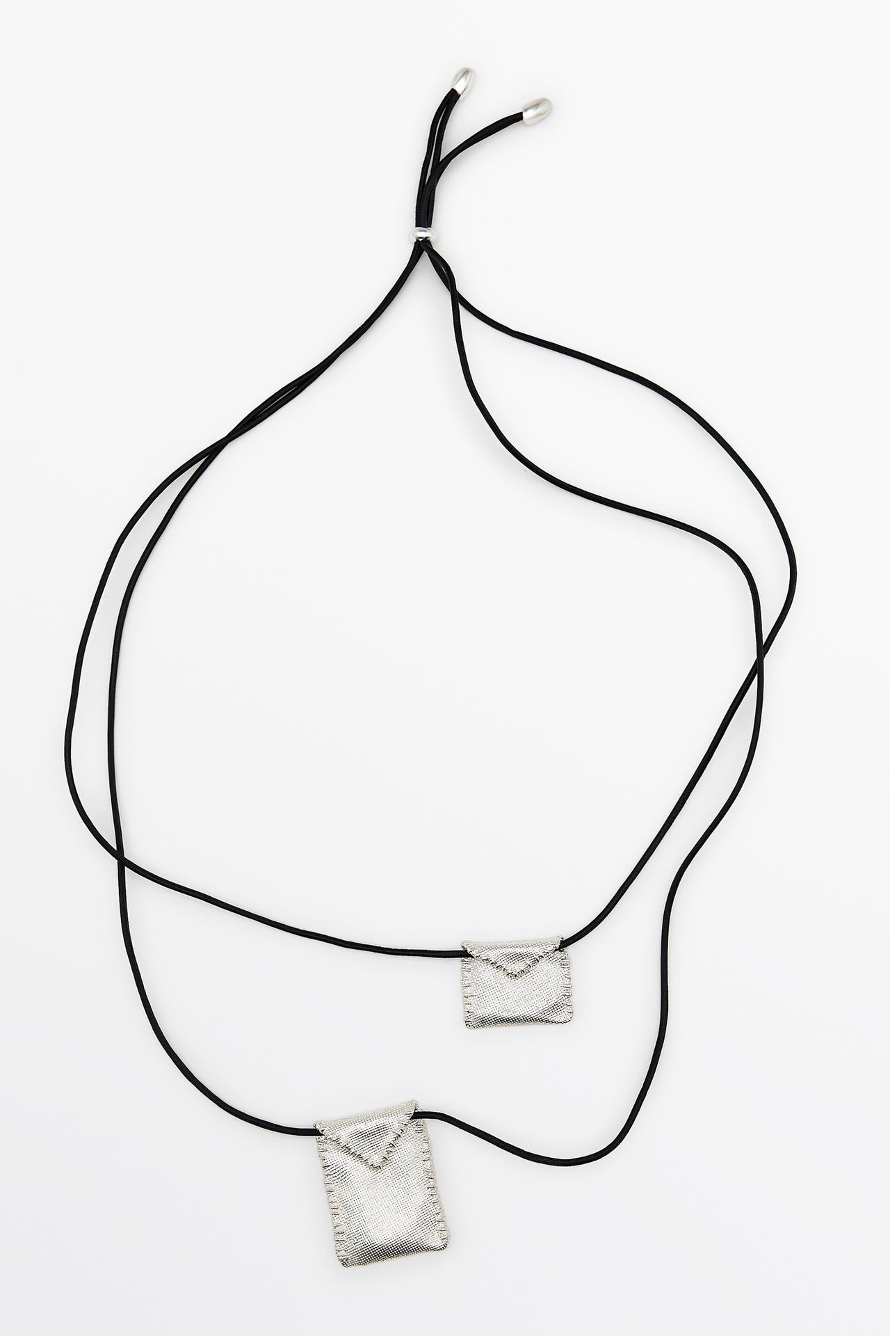 Envelope cord necklace — SILVER