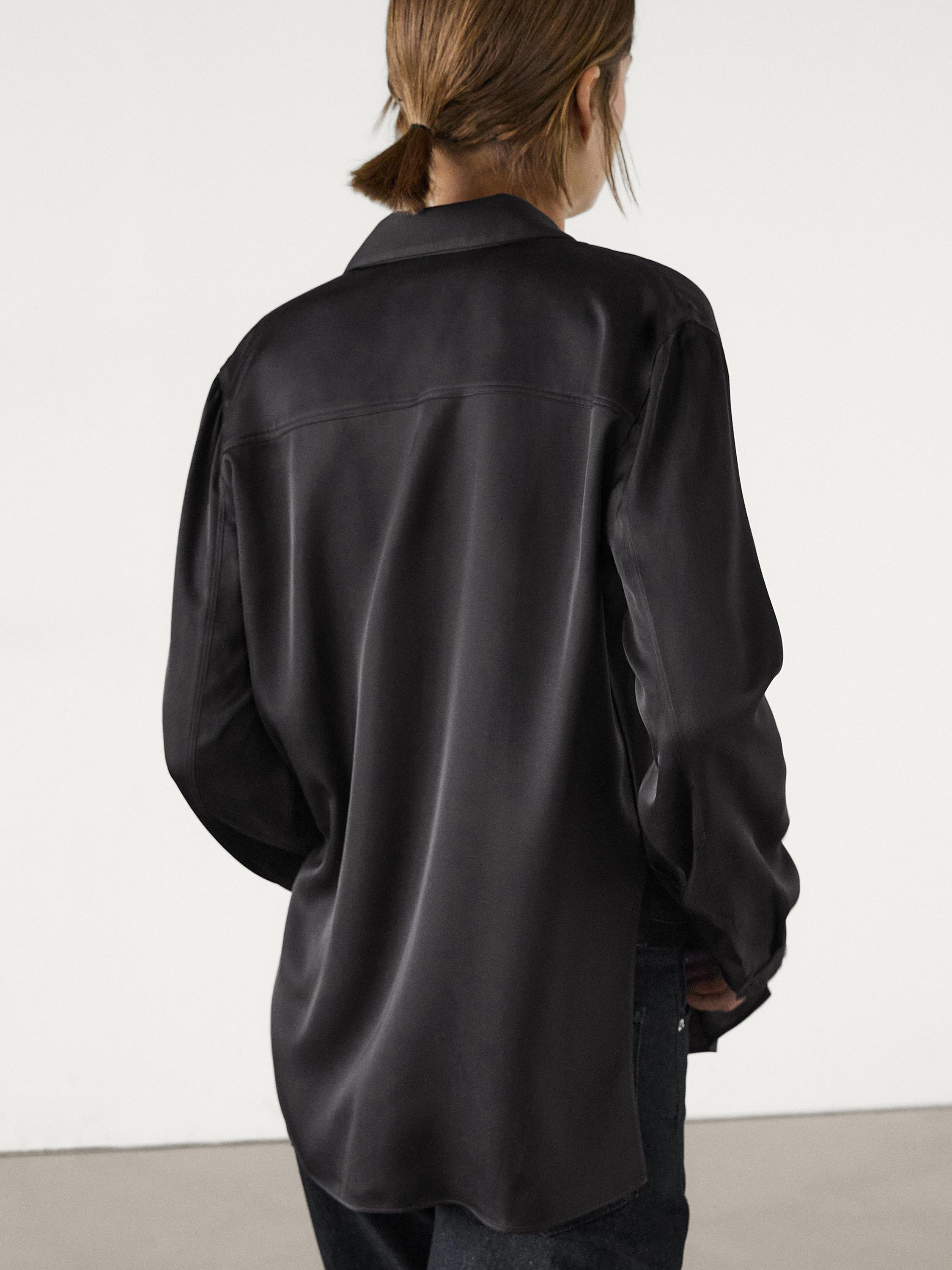 Long sleeve satin shirt with vents