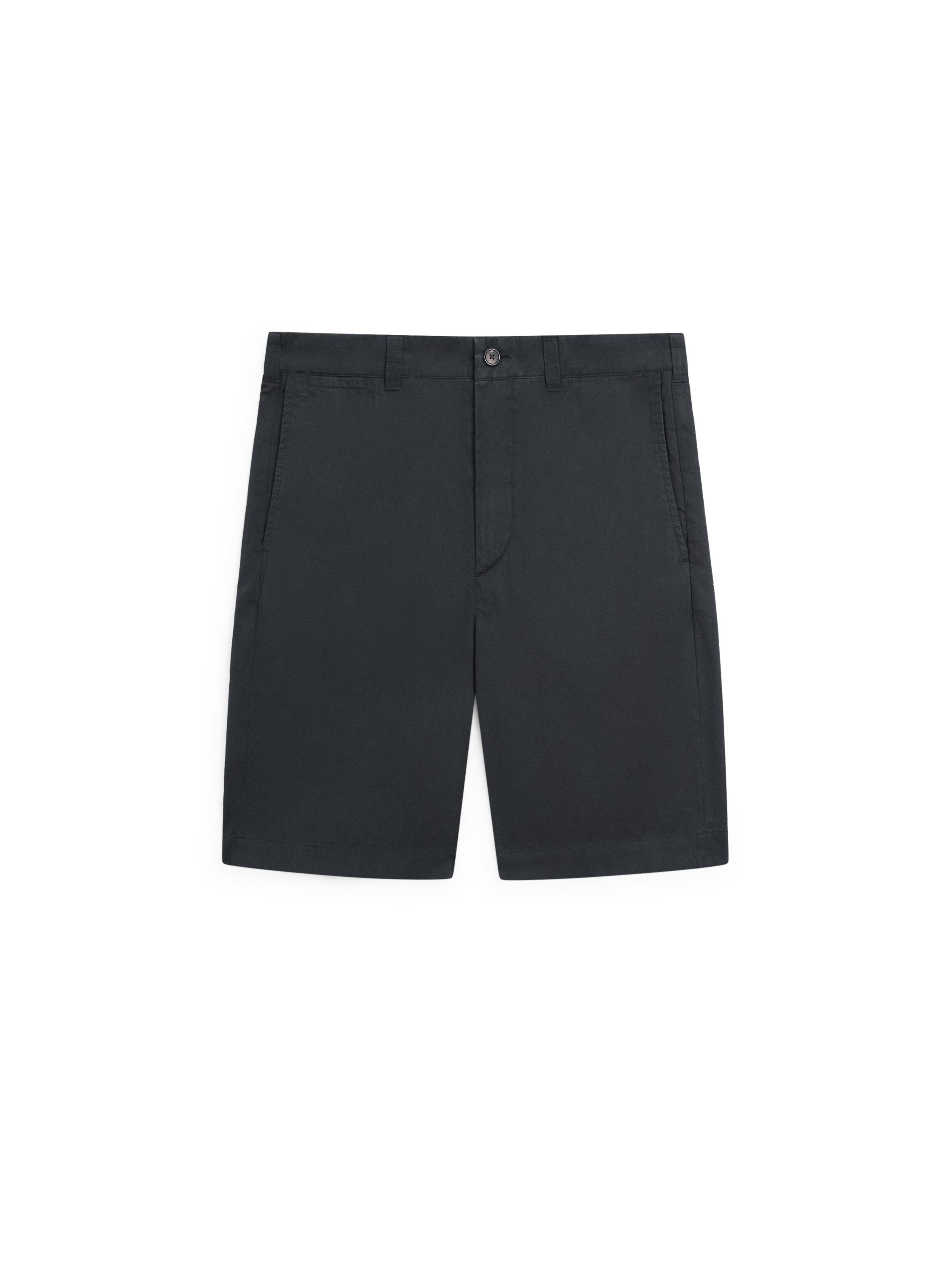 Cotton Bermuda shorts with waist detail — NAVY BLUE