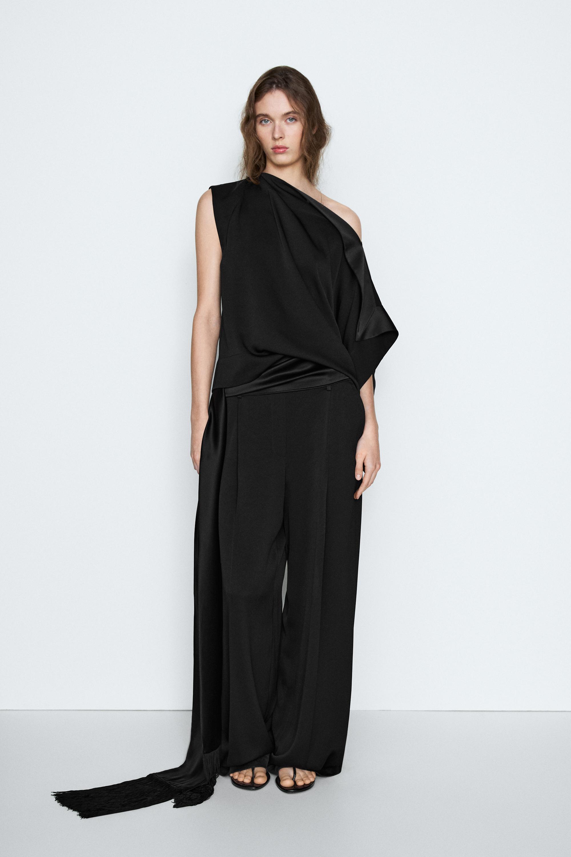 Flowing wide-leg trousers - STUDIO — BLACK
